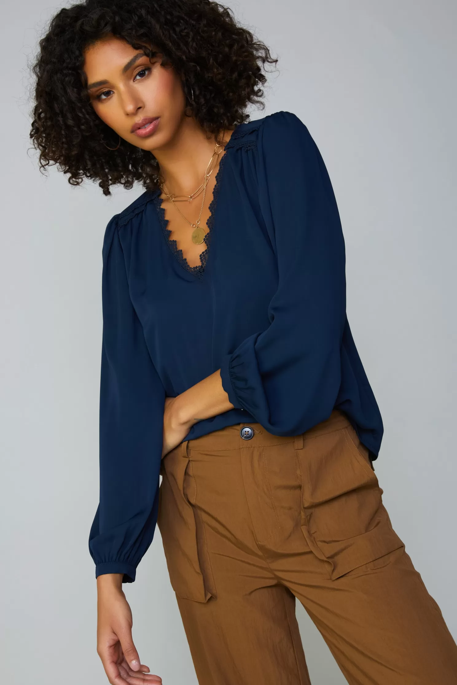 Cheap Lace Trim Blouse Blouses | Long Sleeve Tops