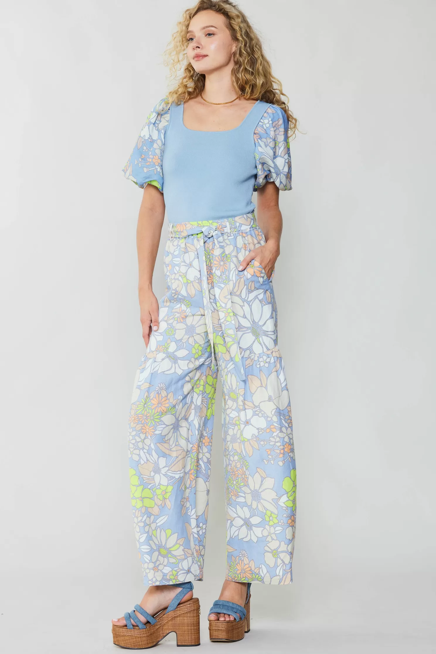 Best Sale Linen Blend Floral Pants BOTTOMS | Pants