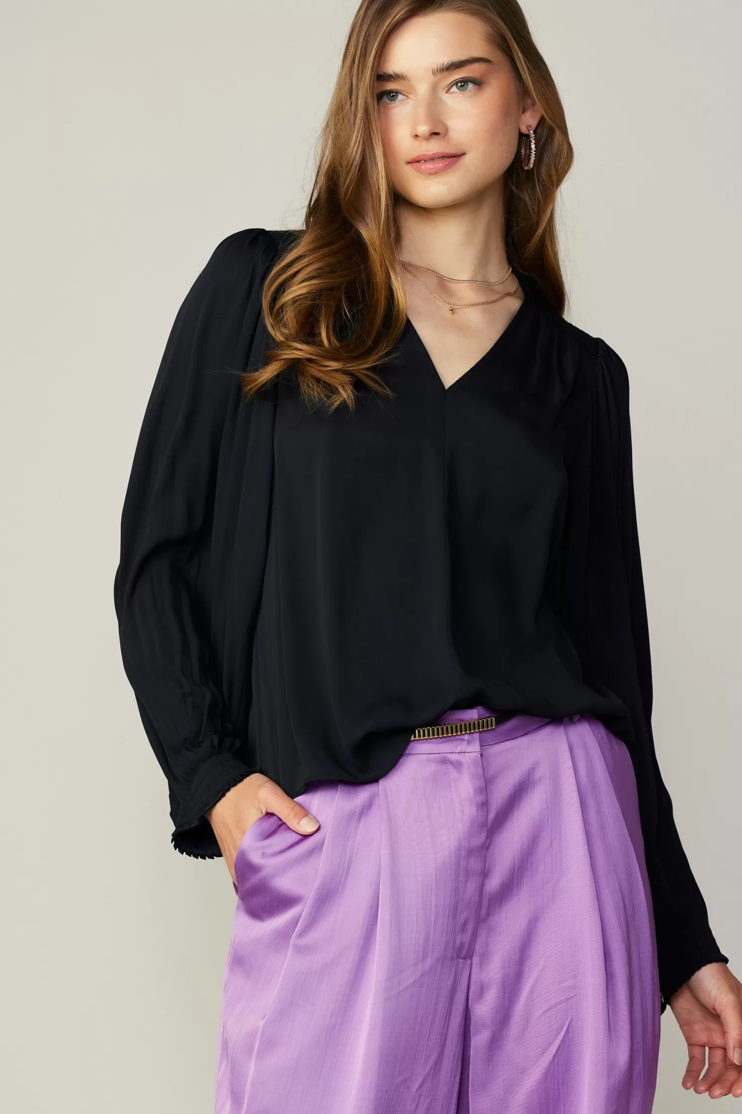 Flash Sale Long Pleated Sleeve Blouse Blouses | Long Sleeve Tops