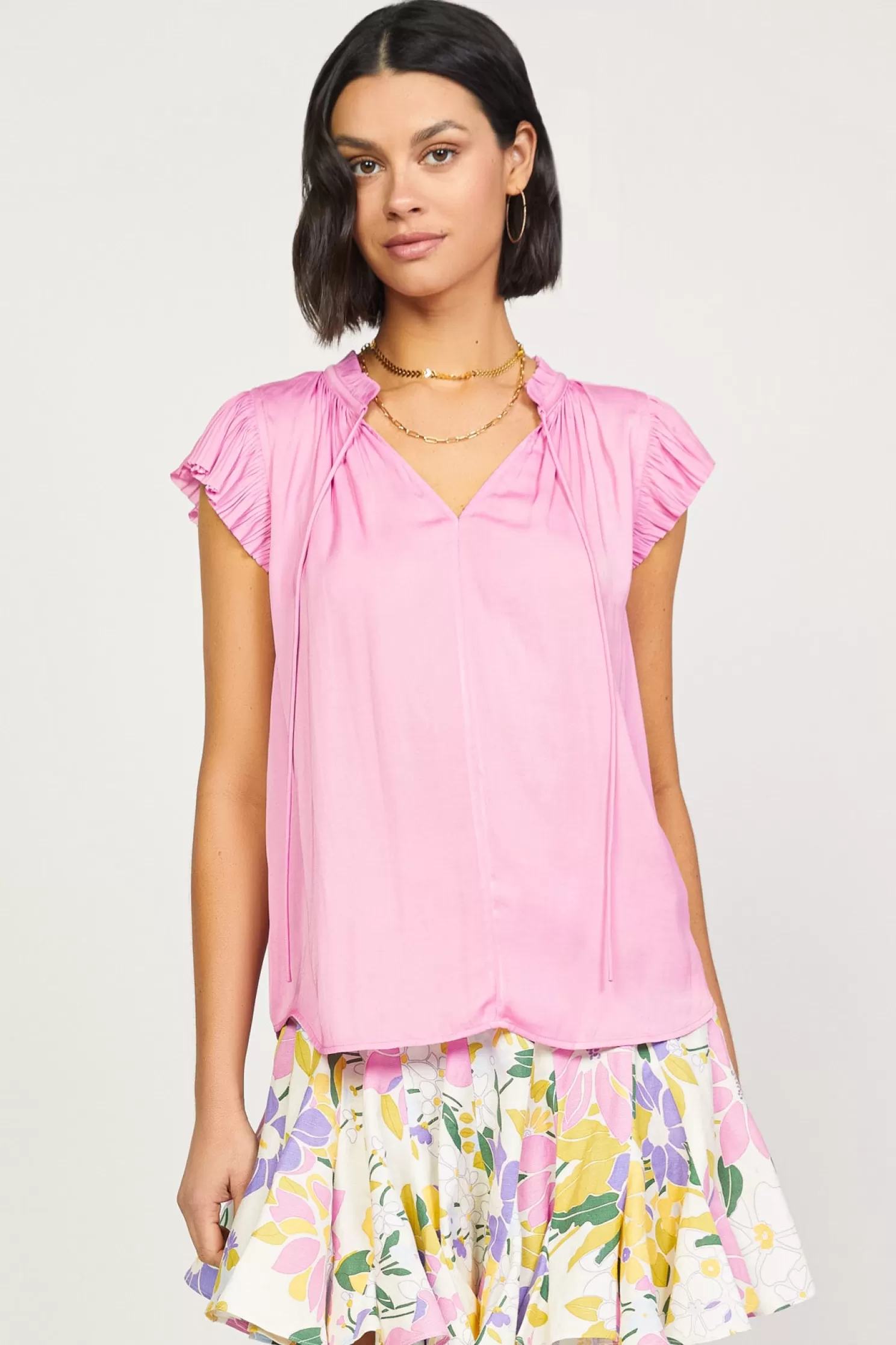 Discount Margot Pleated Sleeve Blouse Blouses | Short Sleeve Tops