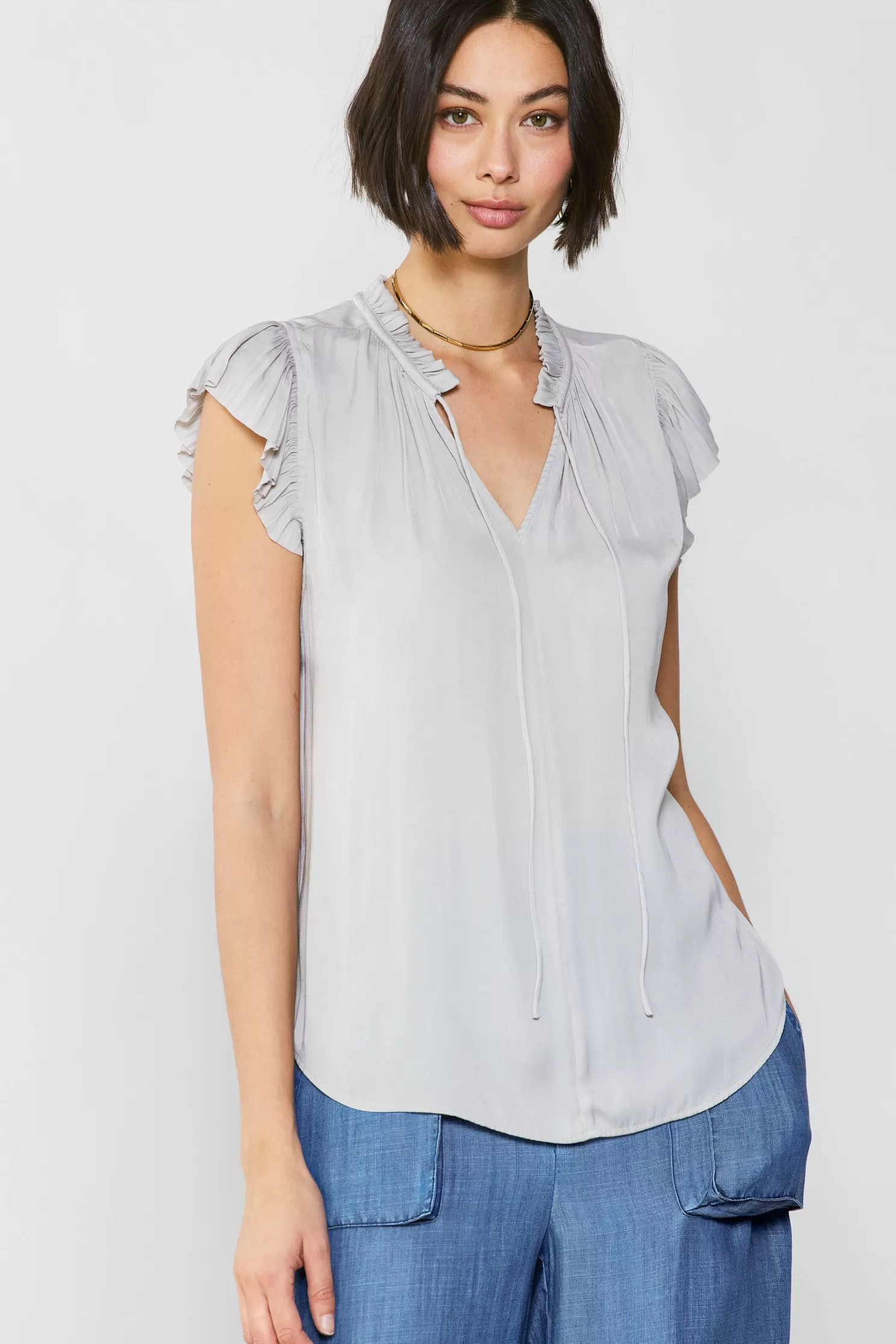 Best Sale Margot Pleated Sleeve Blouse Blouses | Short Sleeve Tops