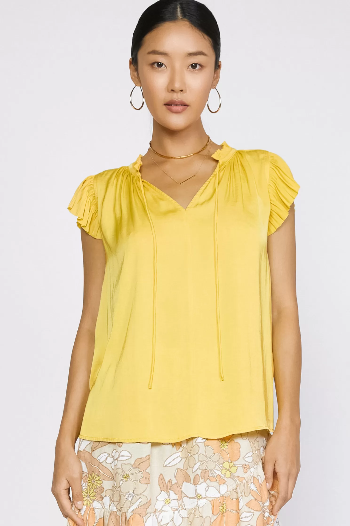 Cheap Margot Pleated Sleeve Blouse Blouses | Short Sleeve Tops