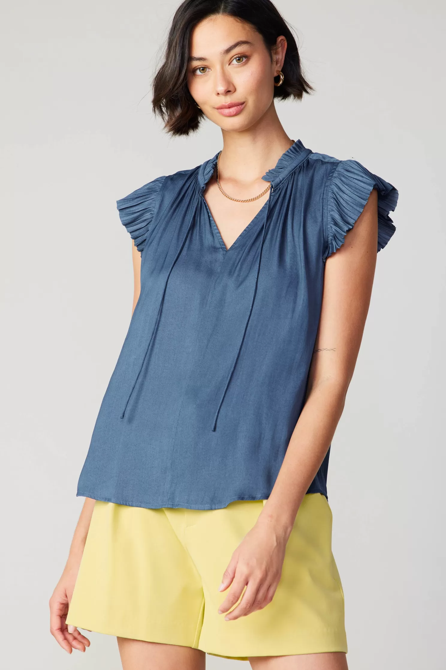 Store Margot Pleated Sleeve Blouse Blouses | Short Sleeve Tops