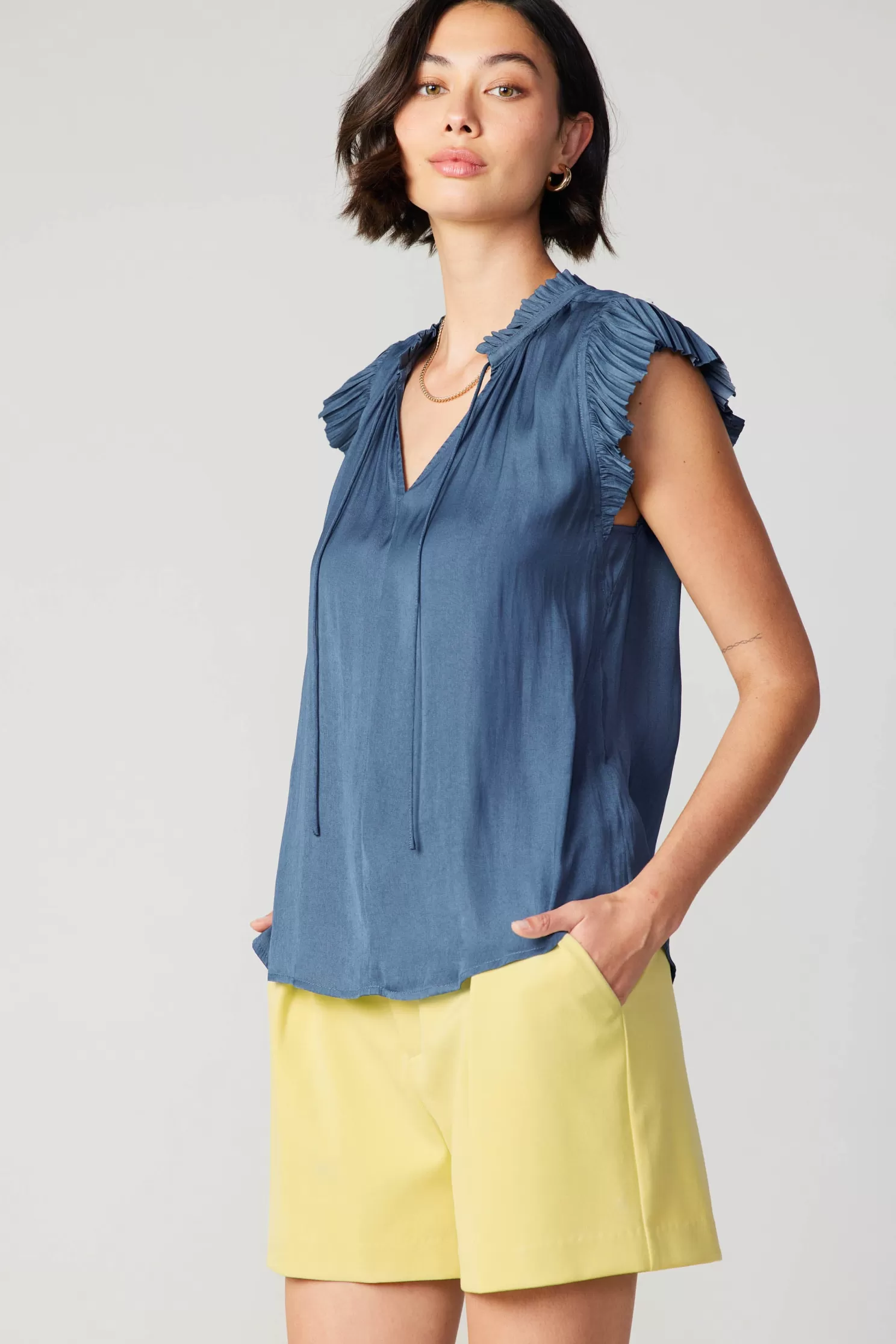 Store Margot Pleated Sleeve Blouse Blouses | Short Sleeve Tops