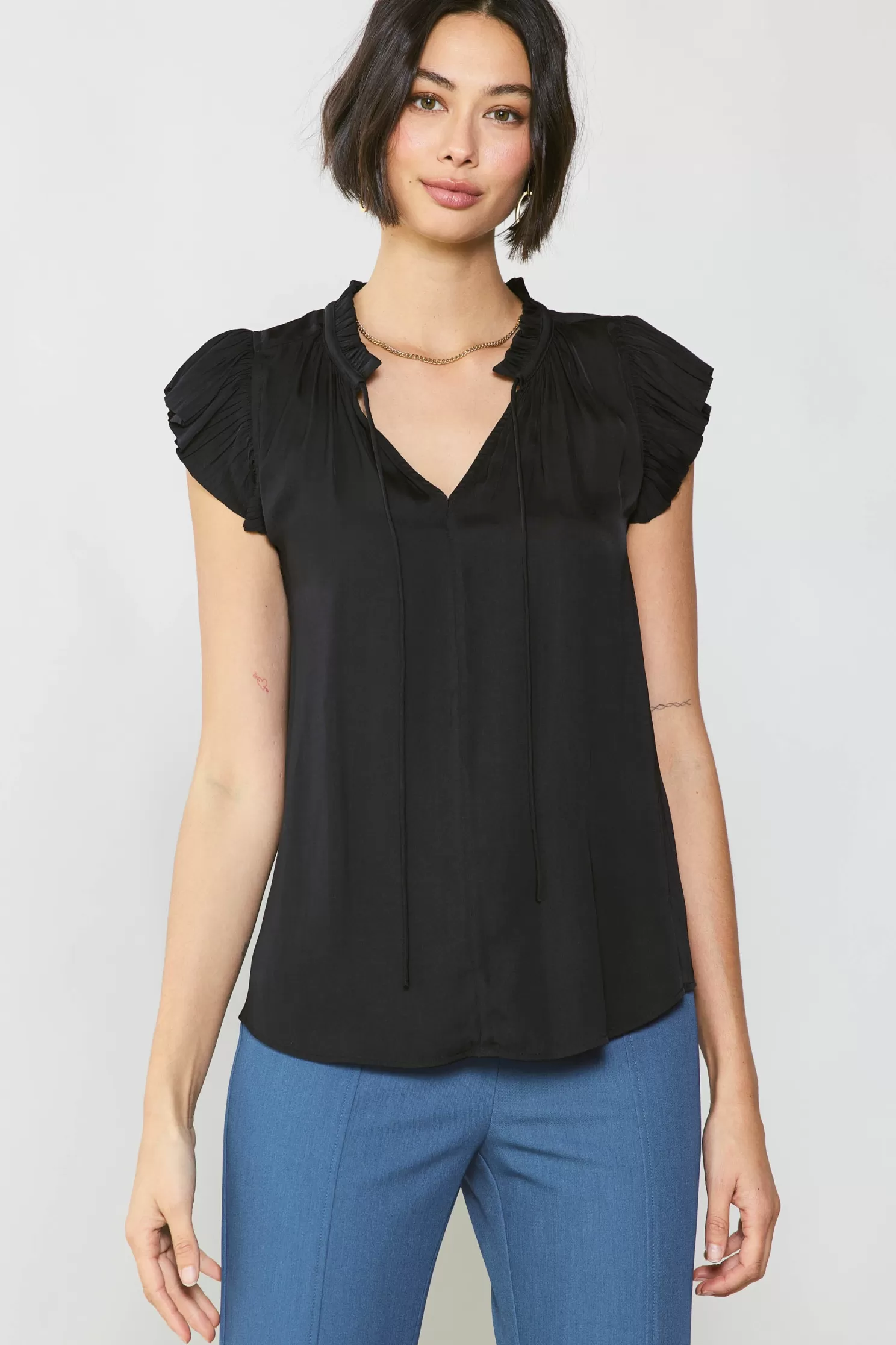 Best Sale Margot Pleated Sleeve Blouse Blouses | Short Sleeve Tops