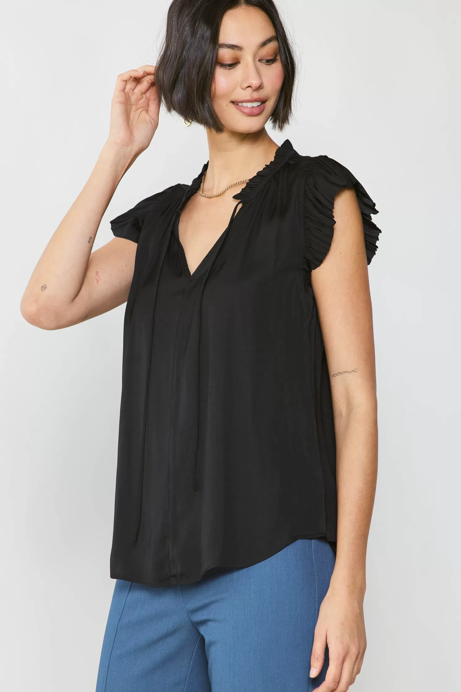 Best Sale Margot Pleated Sleeve Blouse Blouses | Short Sleeve Tops