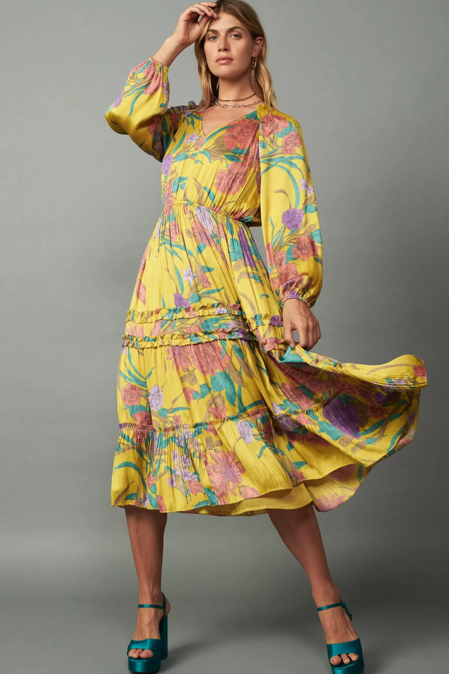 Fashion Marigold Floral Maxi Dress Maxi Dresses | BOTTOMS