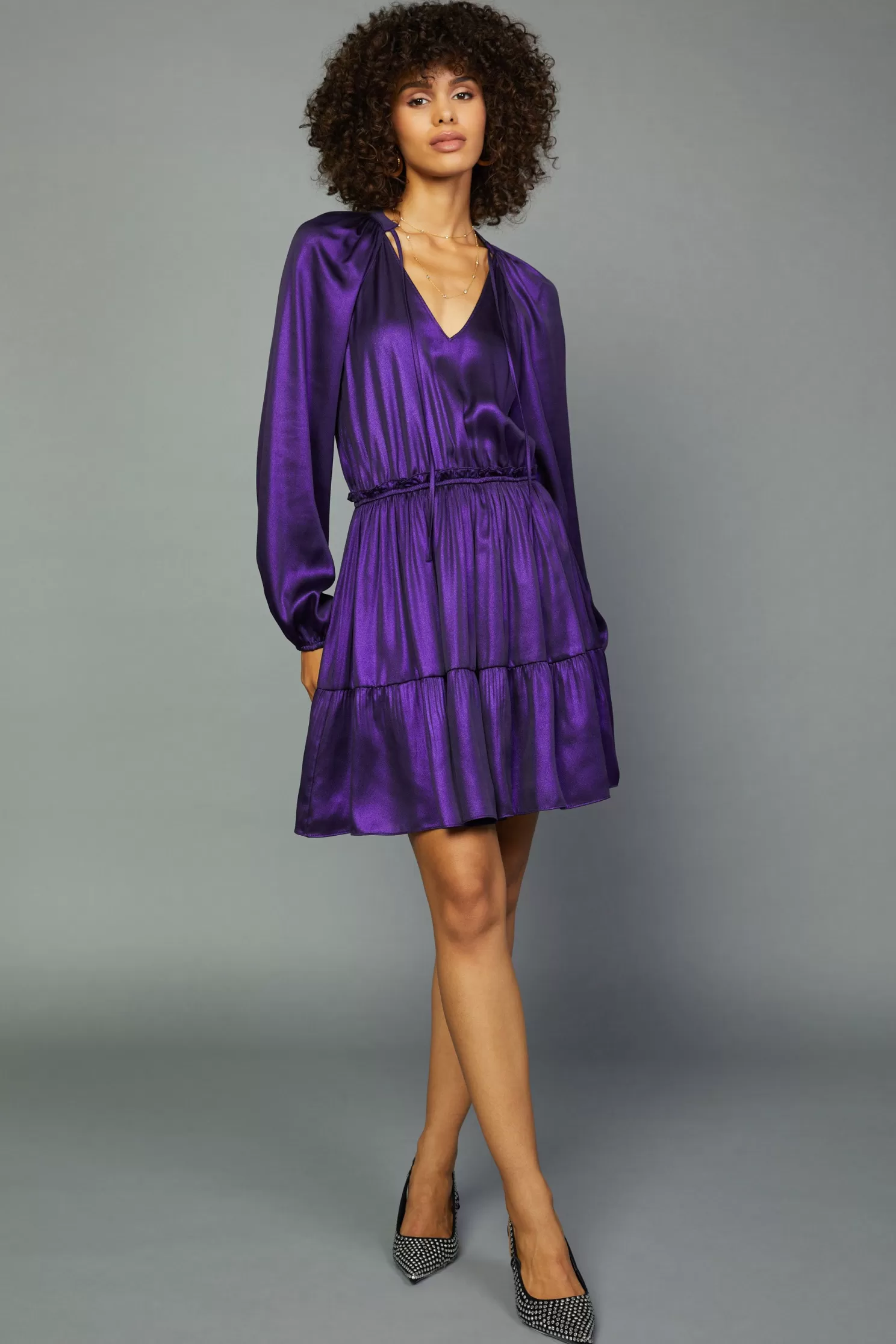 Cheap Metallic Purple Mini Dress Mini Dresses