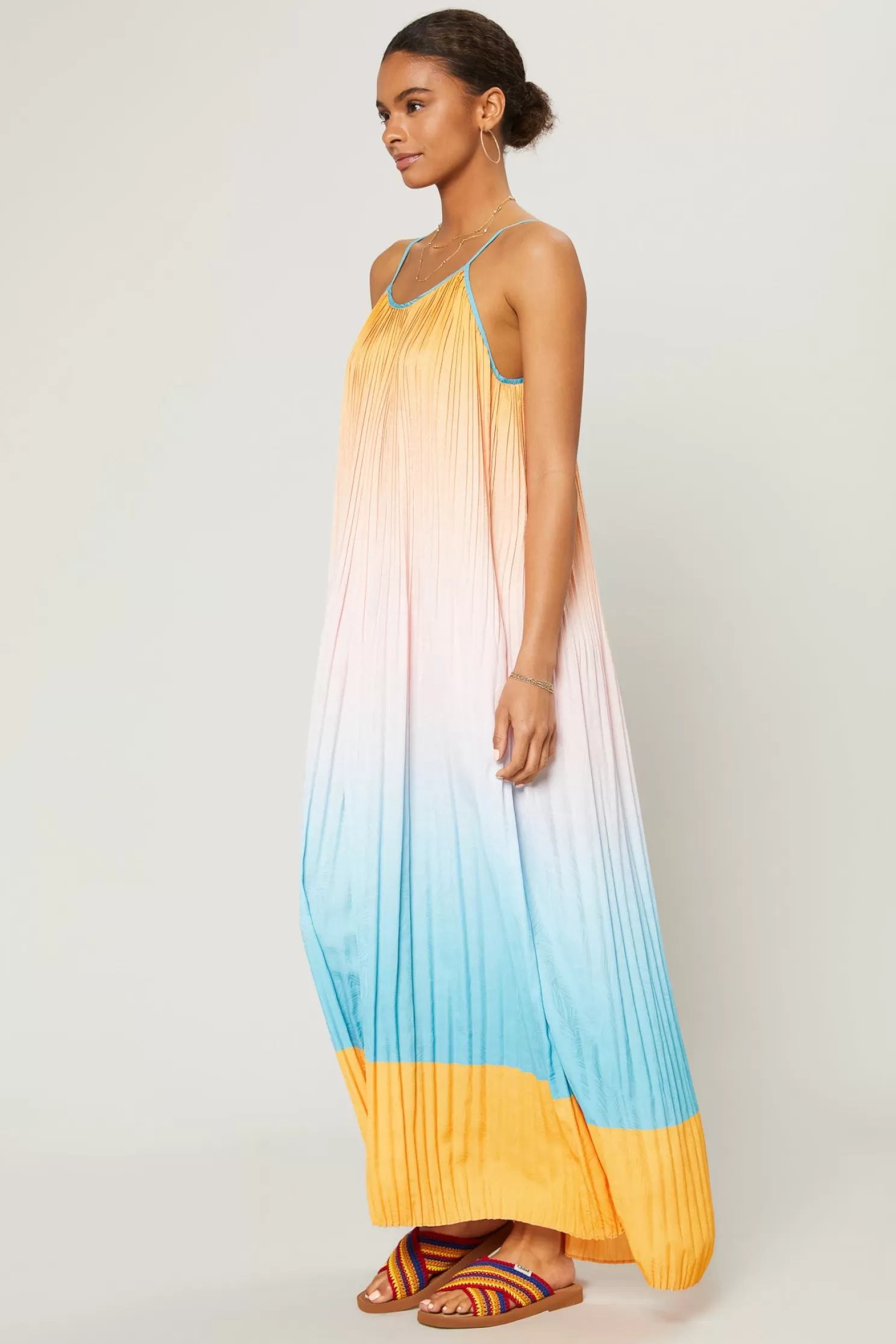 Cheap Ombre Pleated Maxi Dress Maxi Dresses