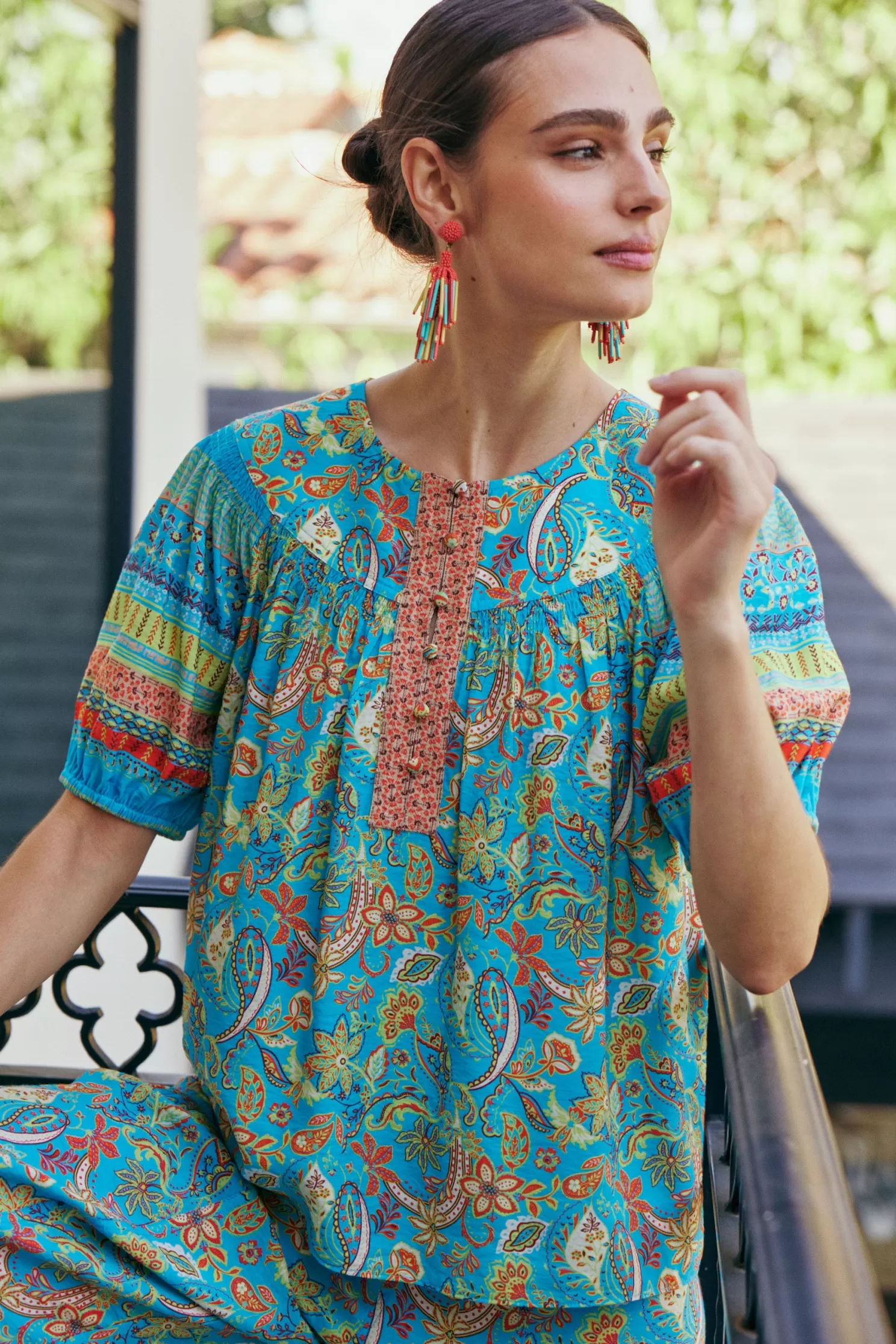 Shop Paisley Border Print Top Sets | Blouses