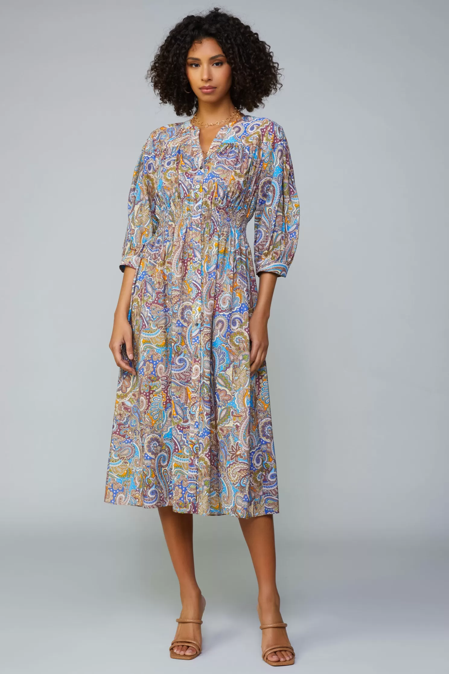 Cheap Paisley Print Midi Dress Midi Dresses