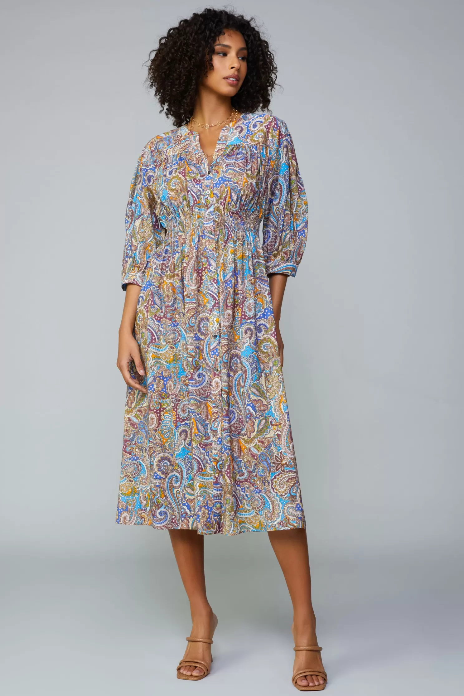 Cheap Paisley Print Midi Dress Midi Dresses