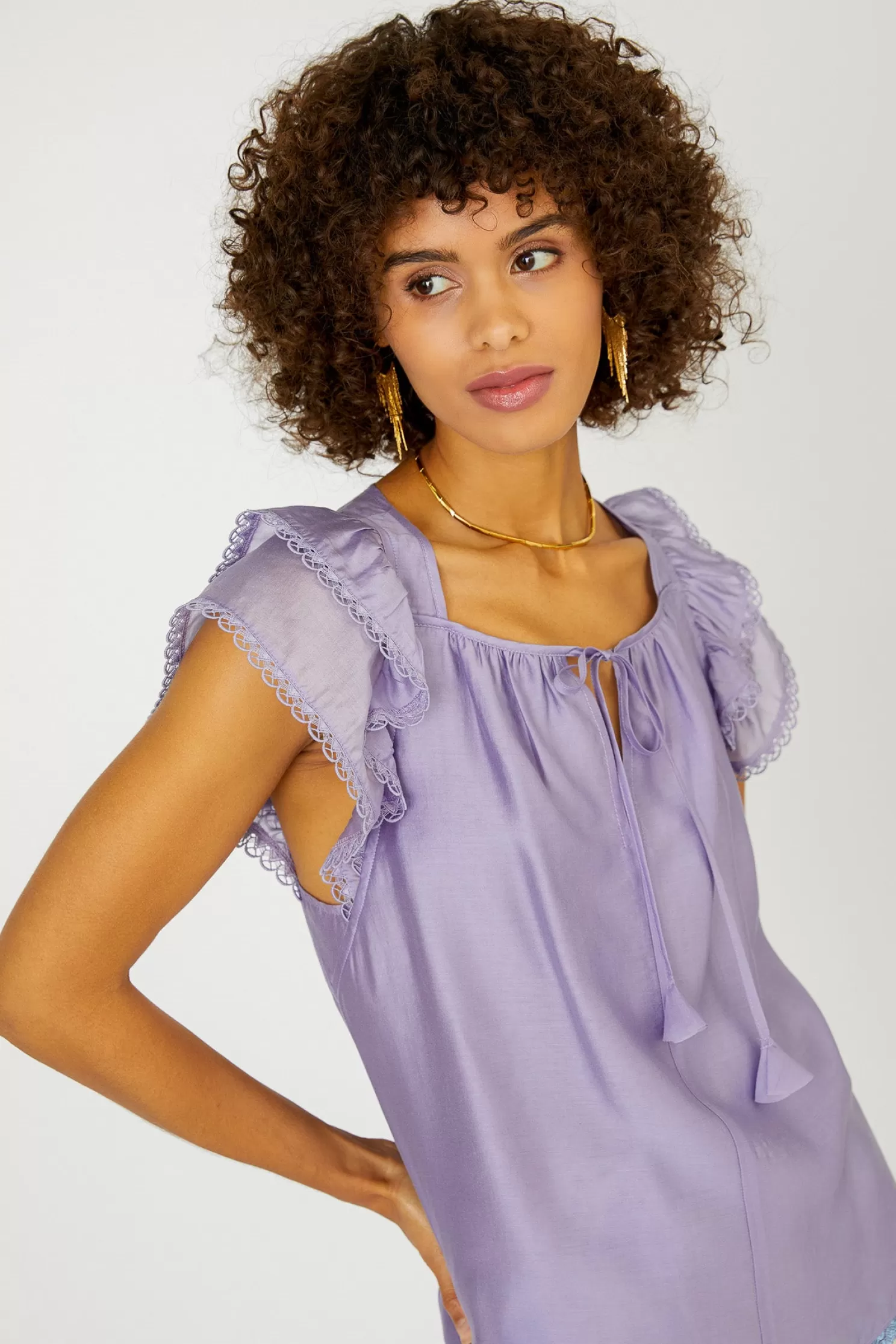 Outlet Peekaboo Flutter Sleeve Top Short Sleeve Tops | Sleeveless Tops