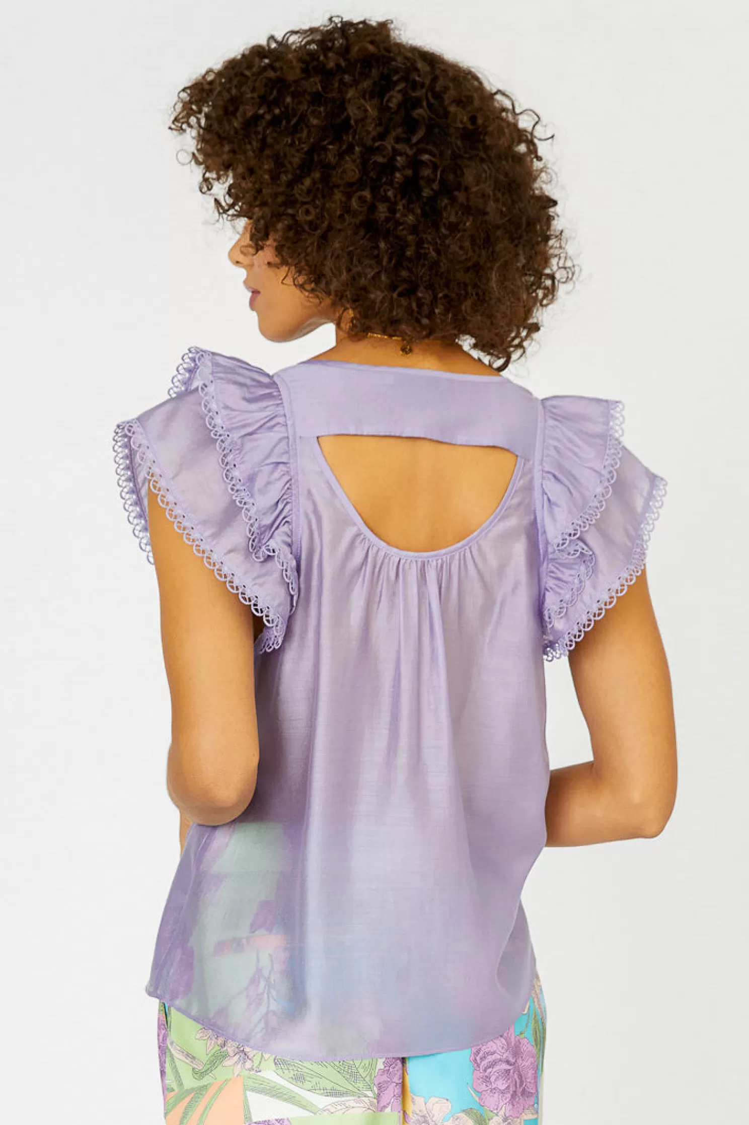 Outlet Peekaboo Flutter Sleeve Top Short Sleeve Tops | Sleeveless Tops