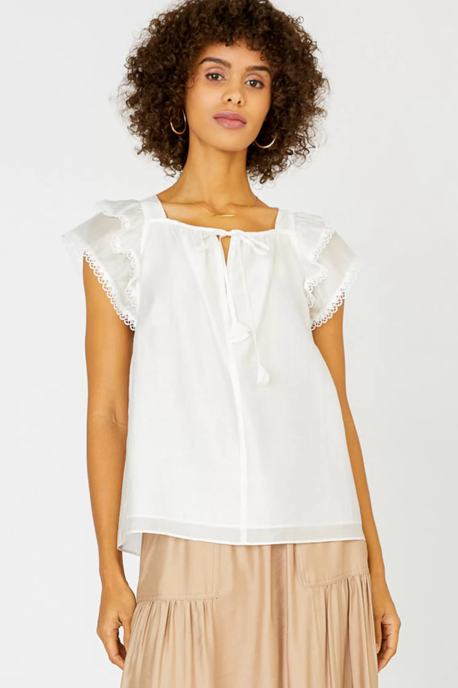 Sale Peekaboo Flutter Sleeve Top Short Sleeve Tops | Sleeveless Tops