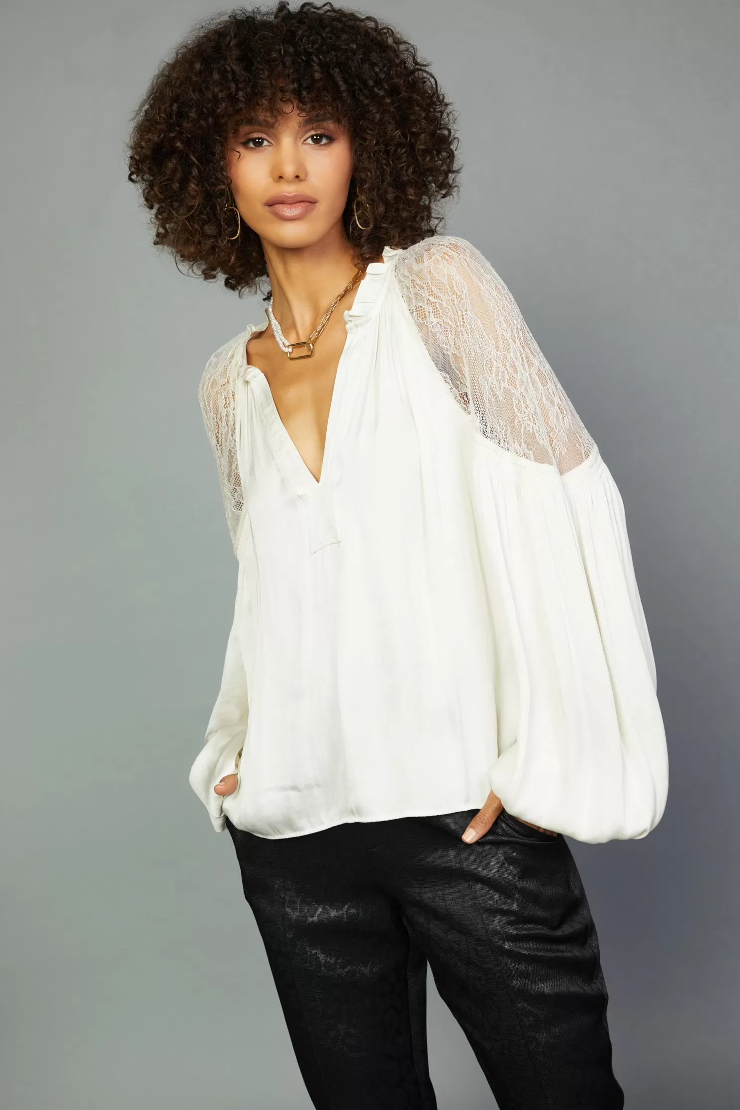 Store Peekaboo Lace Blouse Blouses | Long Sleeve Tops