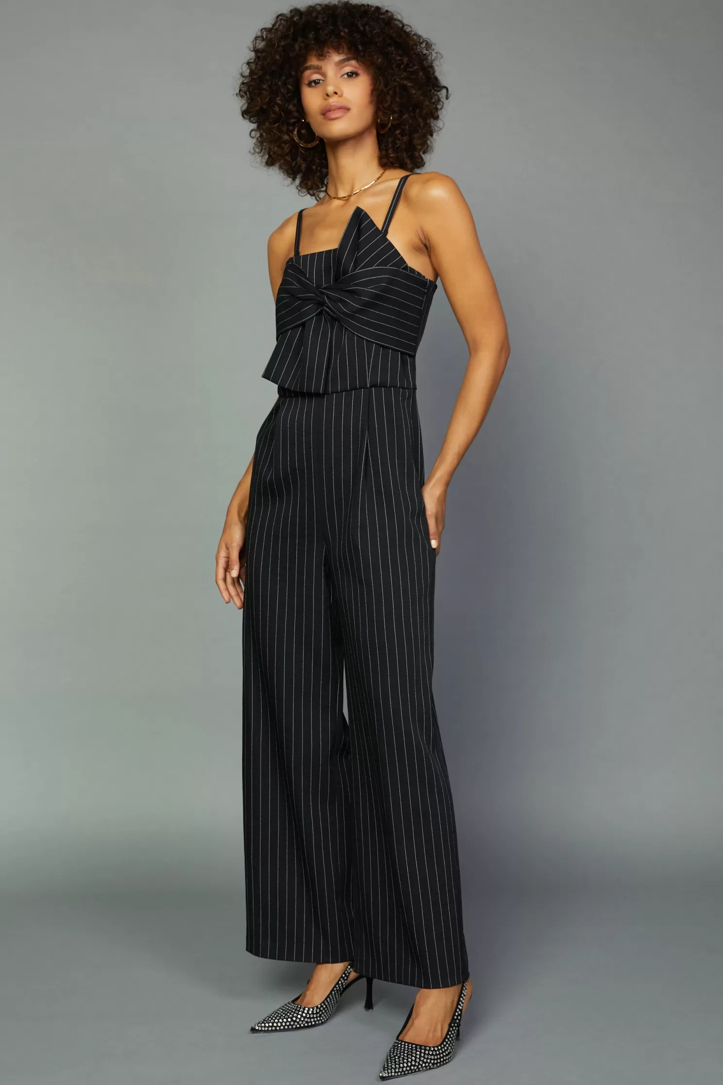 Outlet Pinstriped Bow Detail Jumpsuit Jumpsuits & Rompers