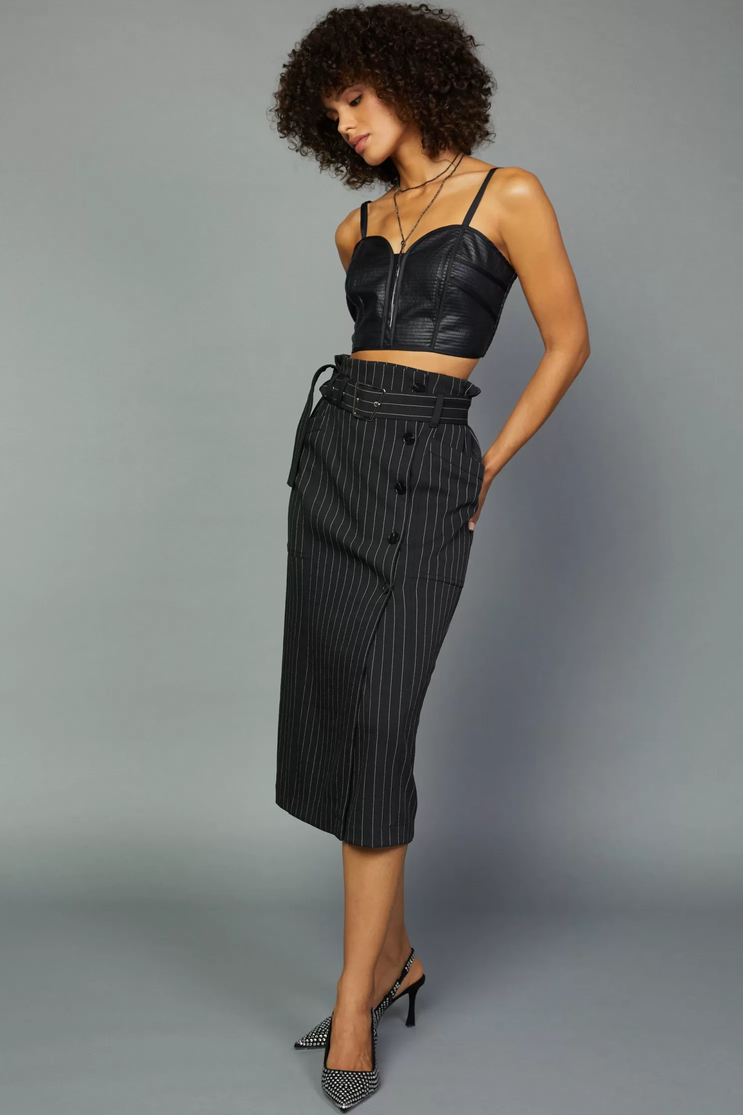 New Pinstriped Midi Skirt BOTTOMS | Skirts