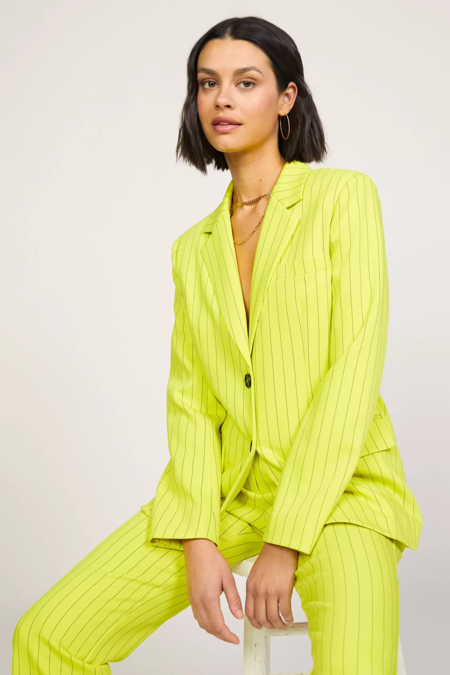 Best Sale Pinstriped Single Breasted Blazer Sets | Outerwear