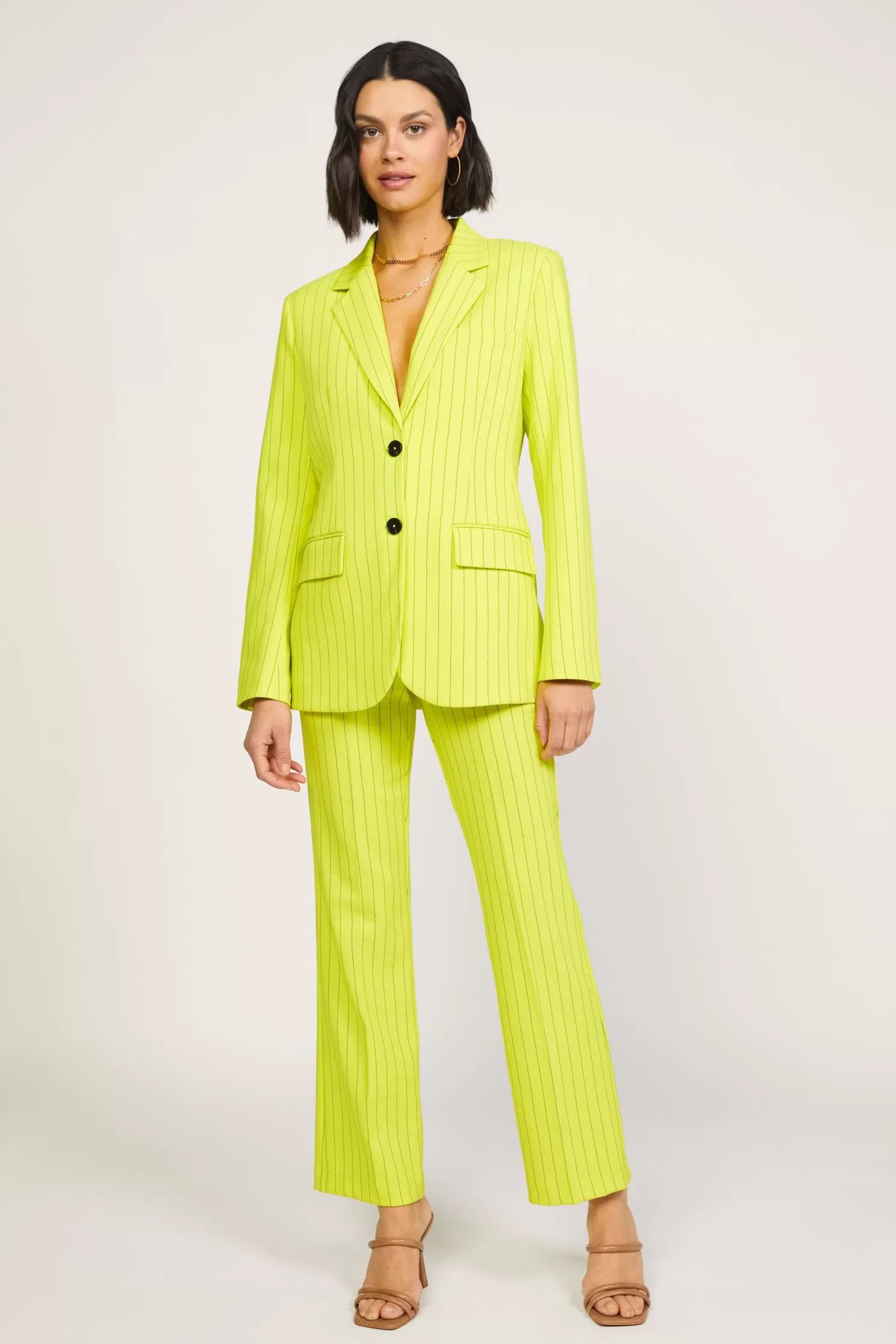 Best Sale Pinstriped Single Breasted Blazer Sets | Outerwear