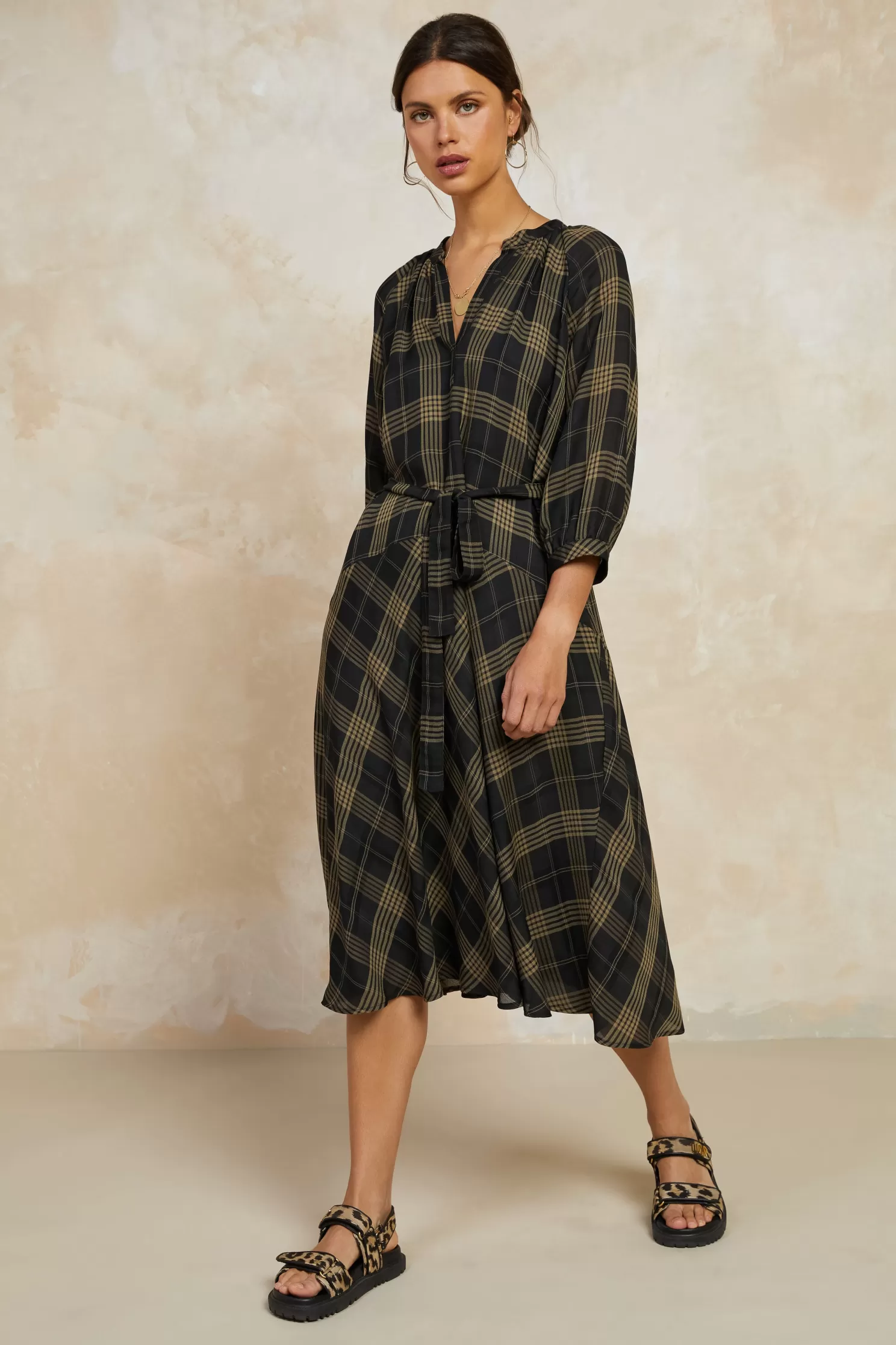 New Plaid Midi Dress Midi Dresses