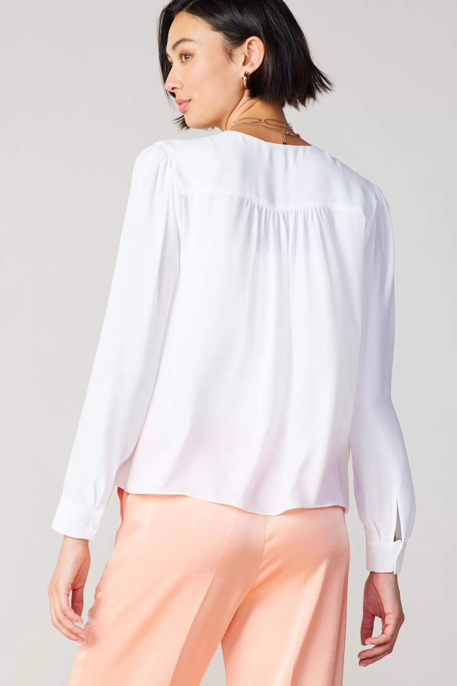 Shop Pleat Detail Buttondown Shirt Blouses | Long Sleeve Tops