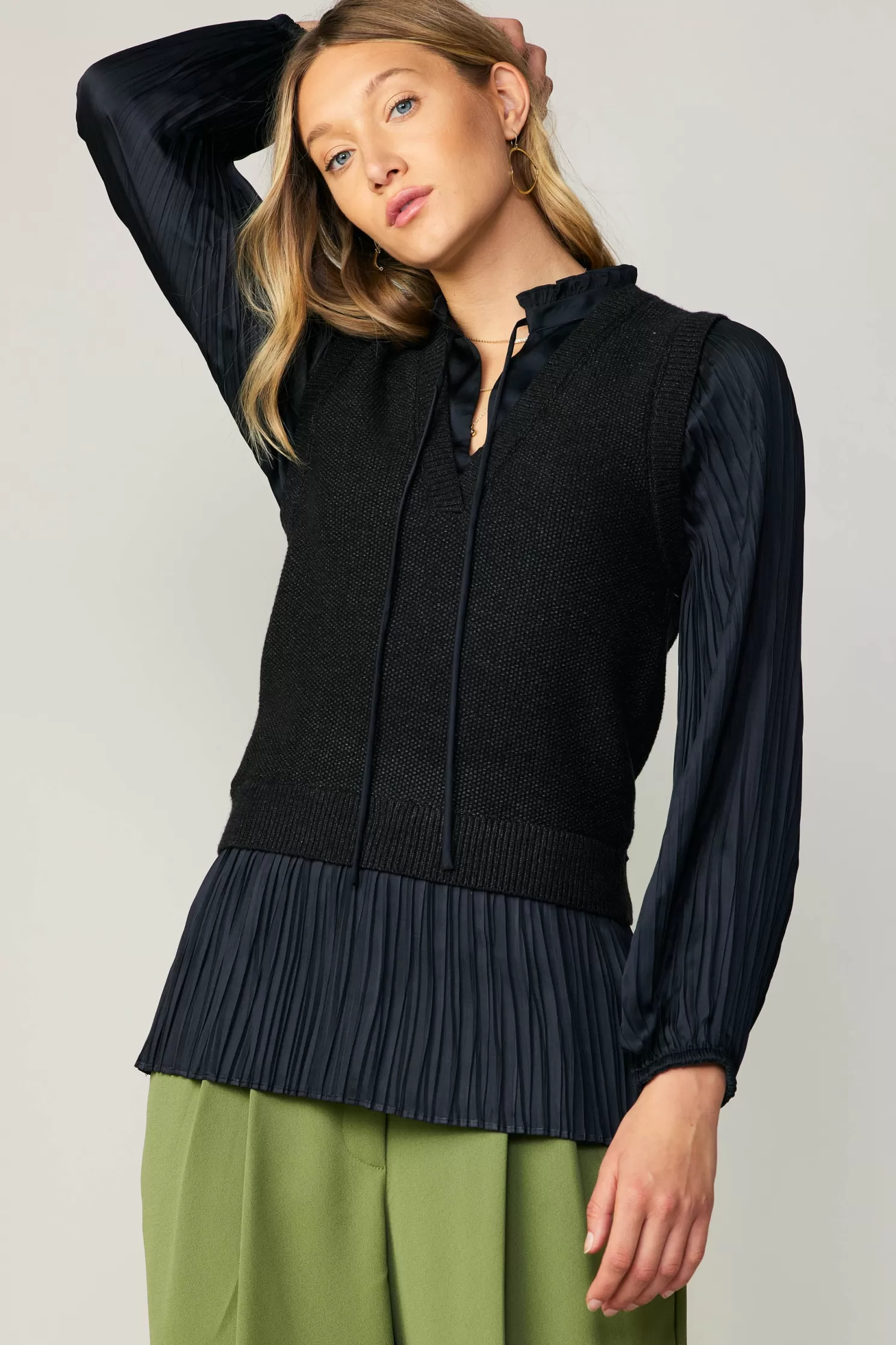 Discount Pleated Blouse Sweater Vest Sweaters | Knitwear