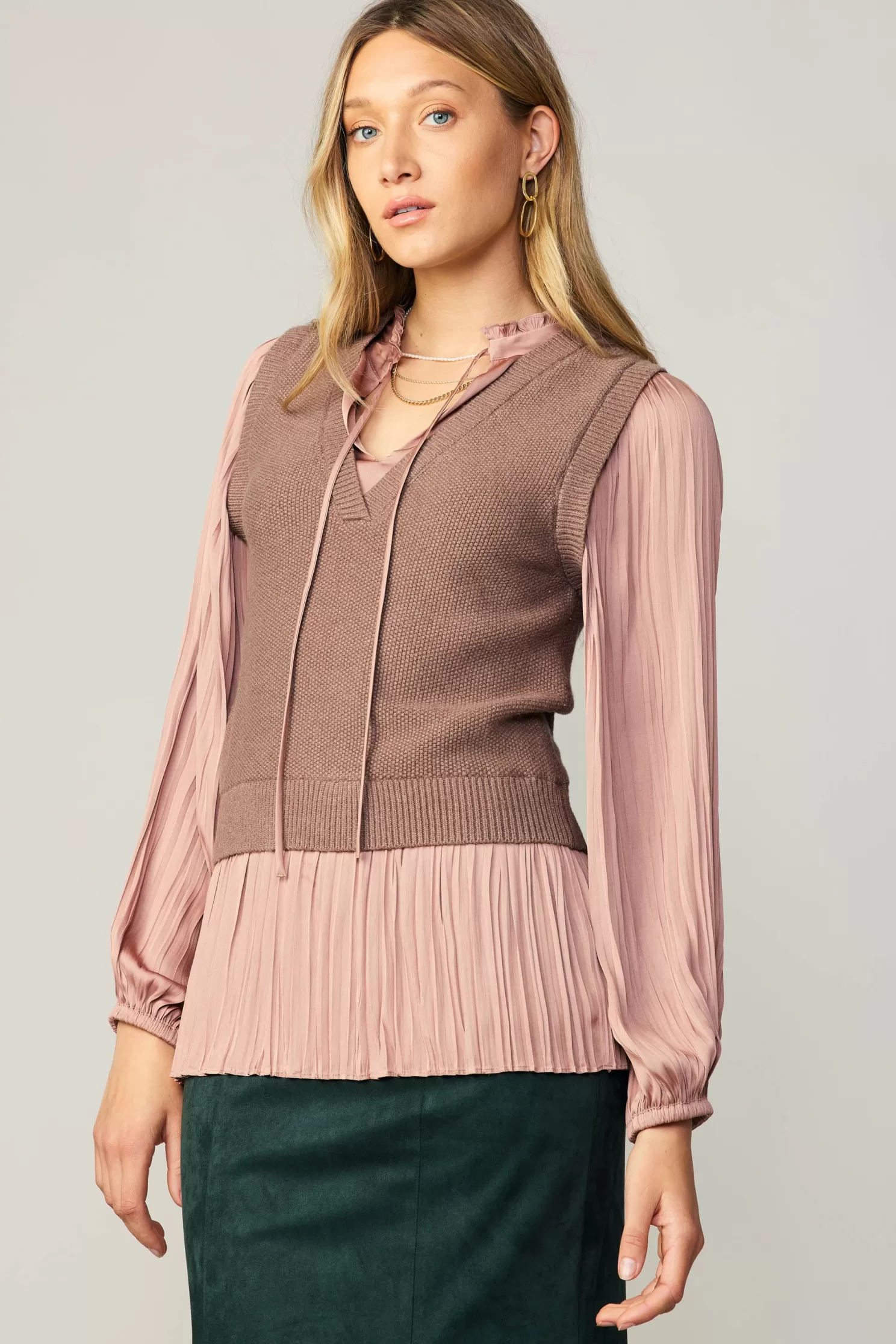 Discount Pleated Blouse Sweater Vest Sweaters | Knitwear