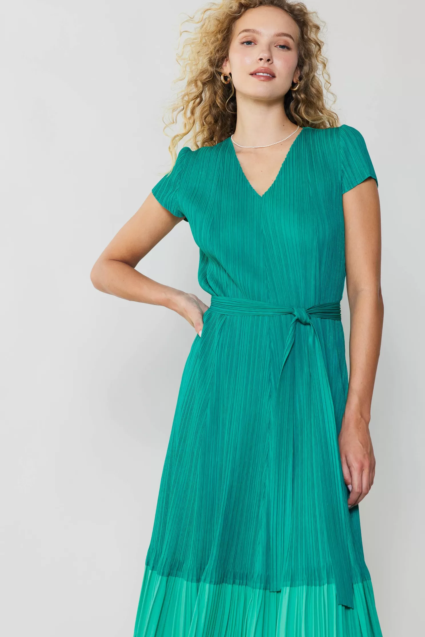 Shop Pleated Colorblock Midi Dress Midi Dresses