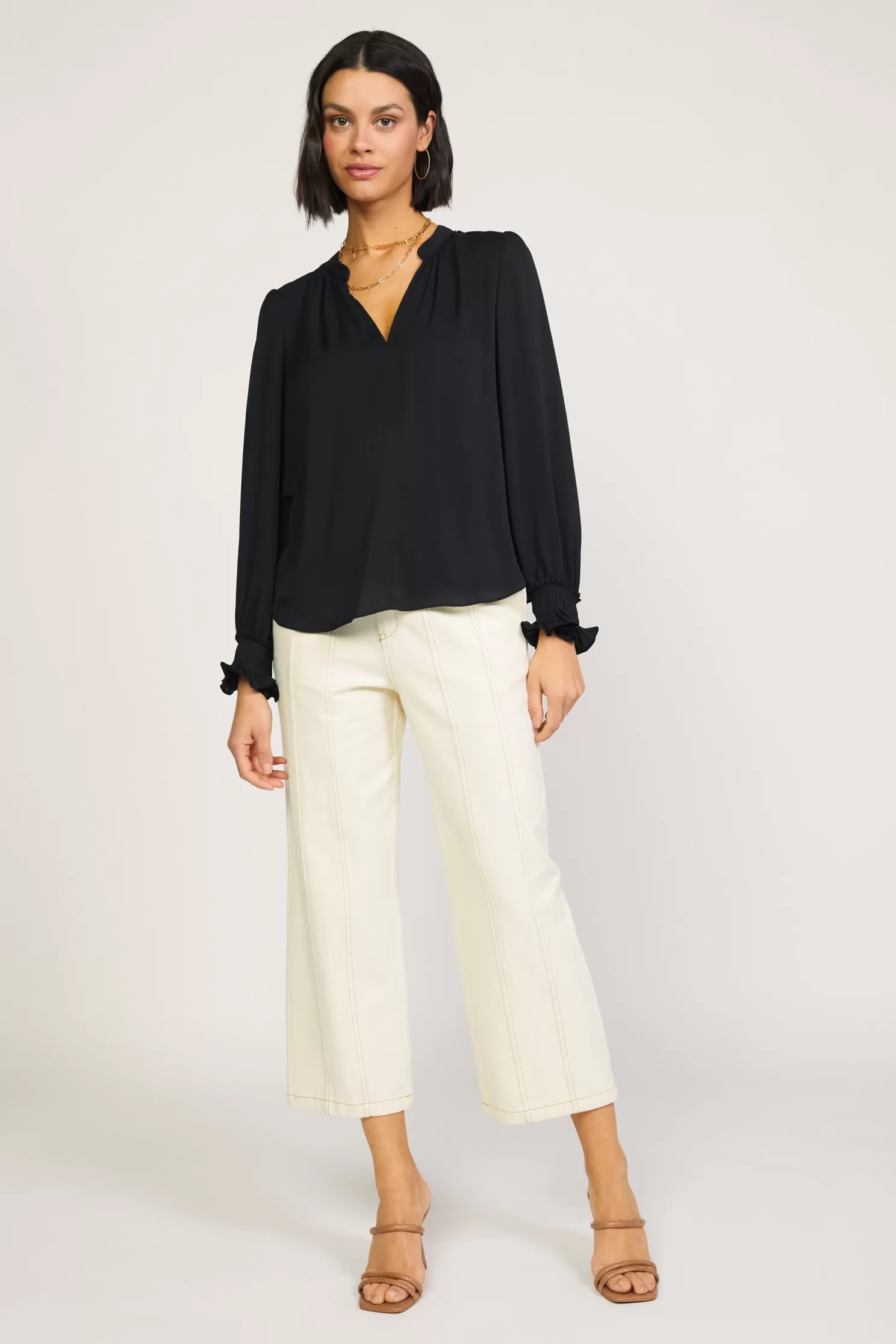 New Pleated Cuff Blouse Blouses | Long Sleeve Tops