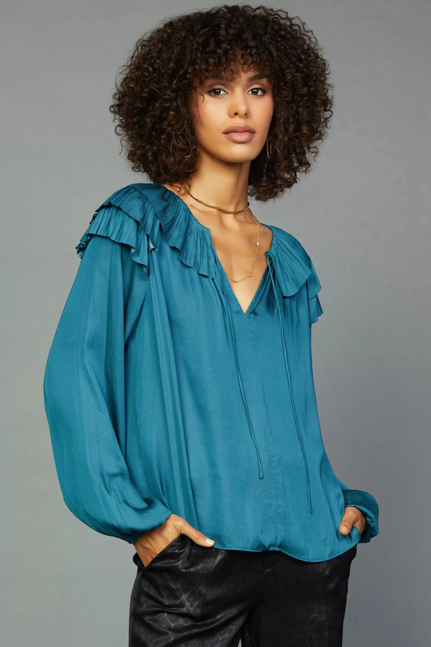 Online Pleated Tiered Blouse Blouses | Long Sleeve Tops