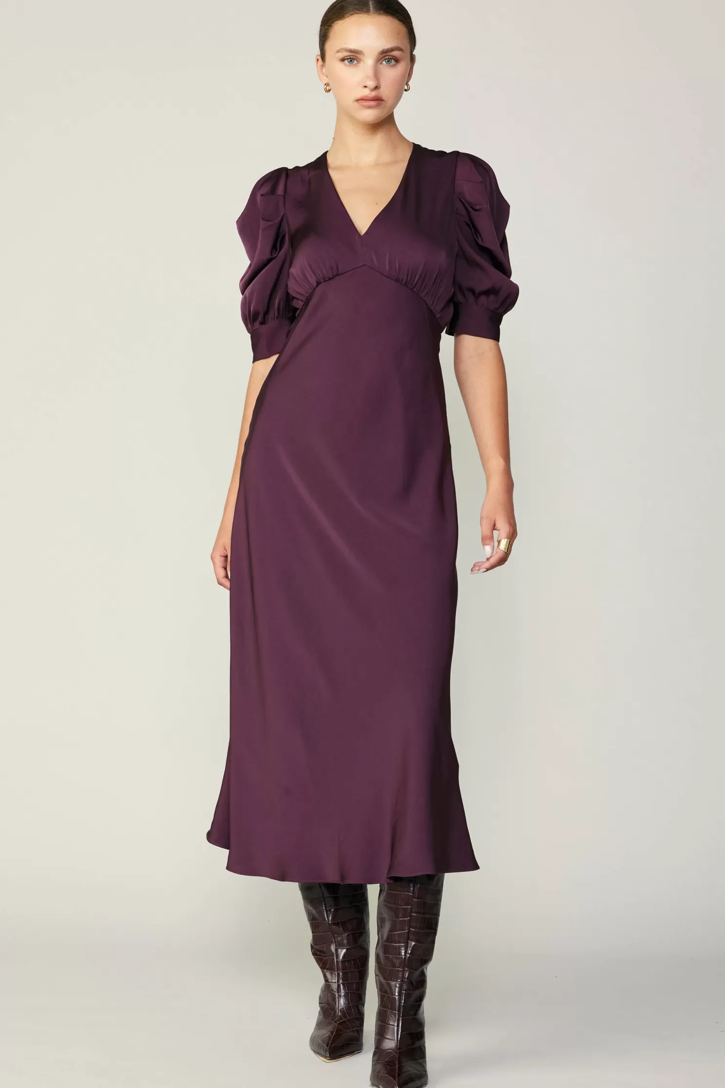 Best Sale Puff Sleeve Midi Dress Midi Dresses