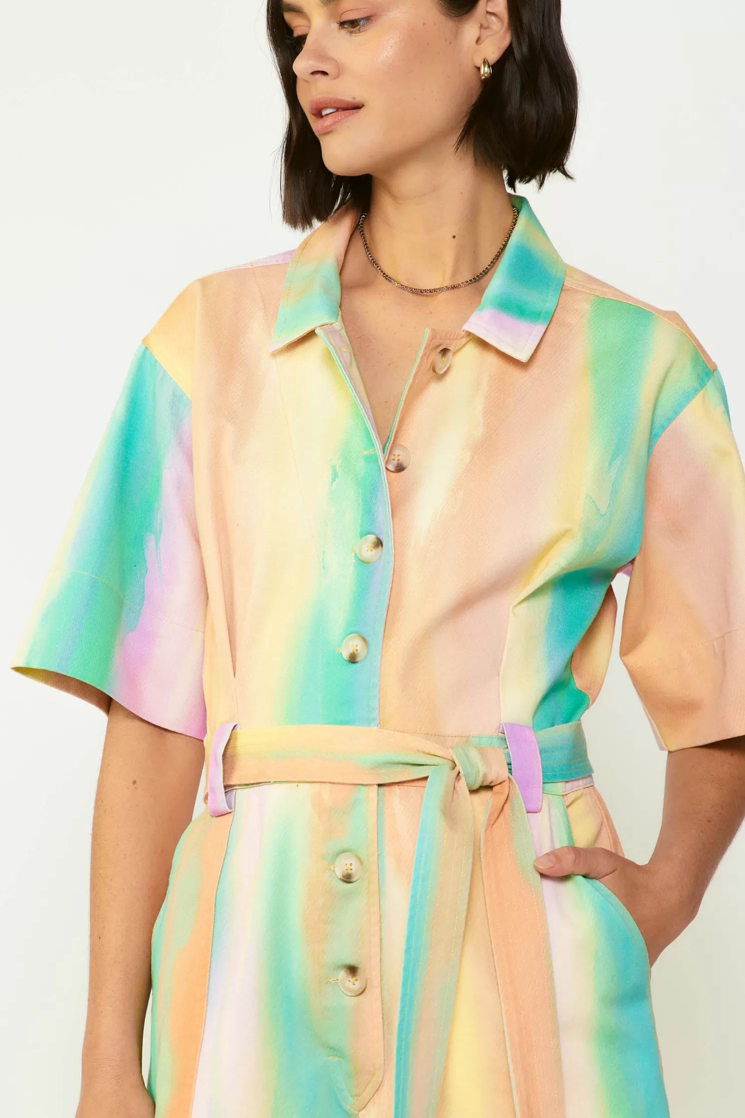 Hot Rainbow Painterly Romper Jumpsuits & Rompers