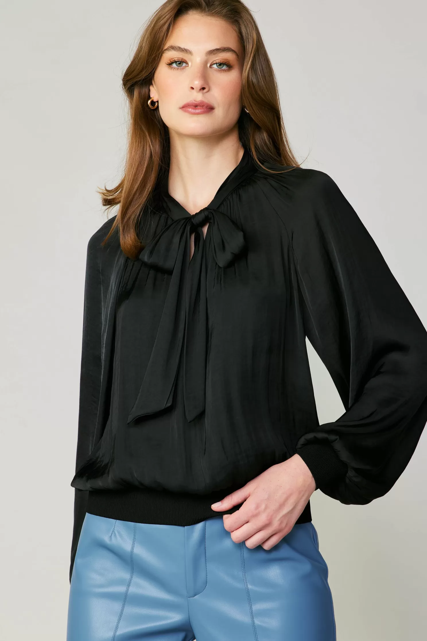 Cheap Ribbon Tie Blouse Blouses