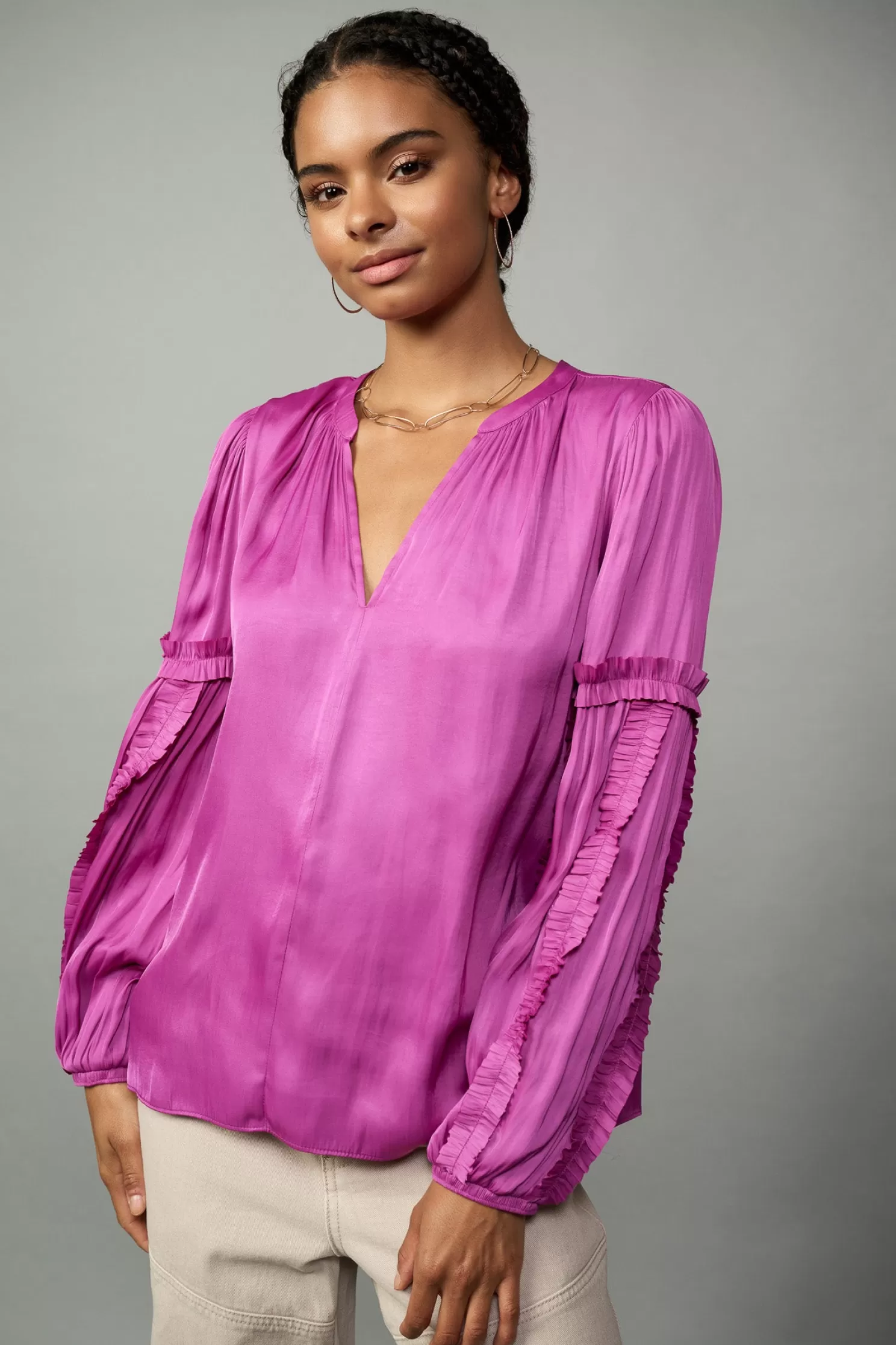 Sale Ruffle Trim Blouse Blouses