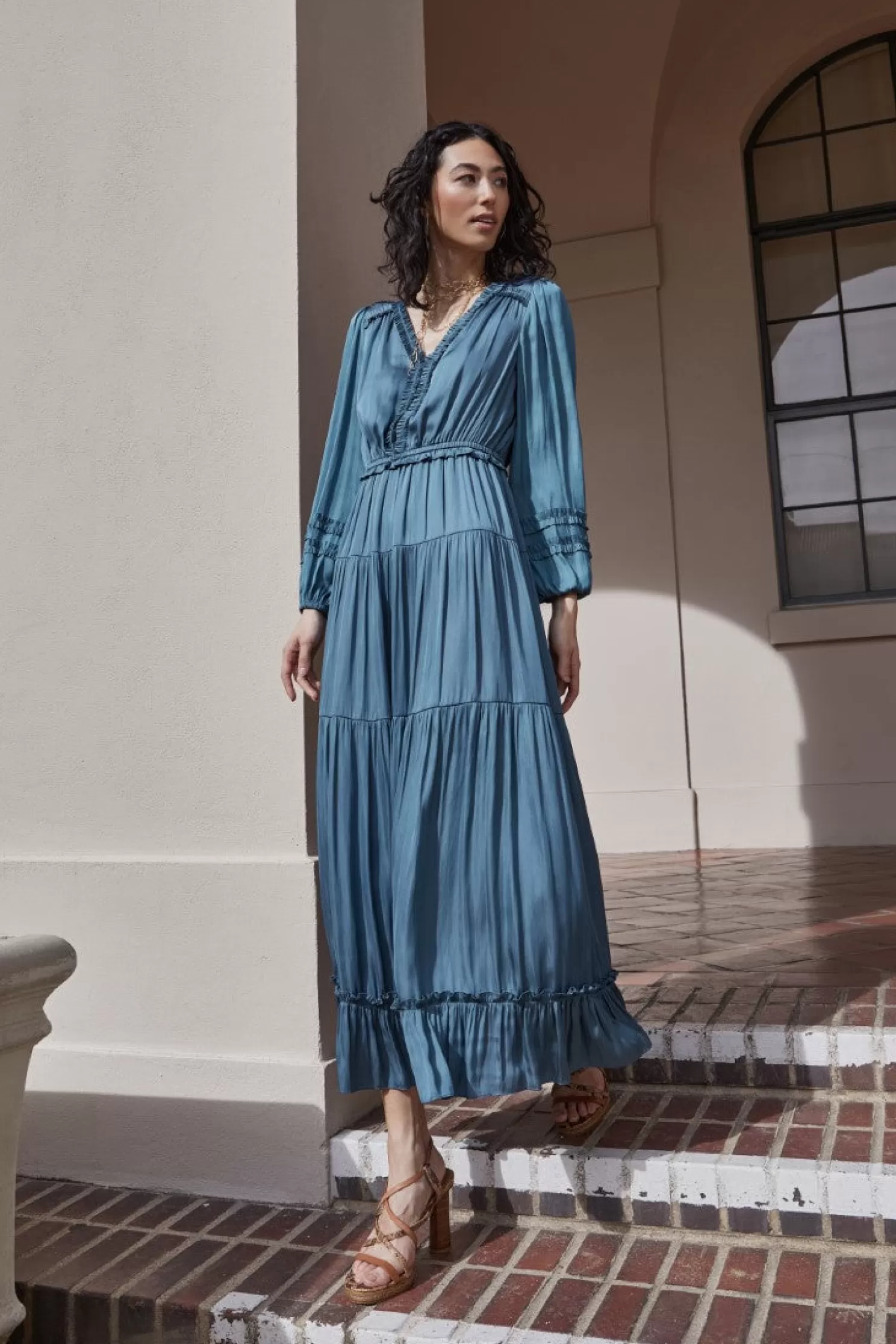 Cheap Ruffle Trim Maxi Dress Maxi Dresses