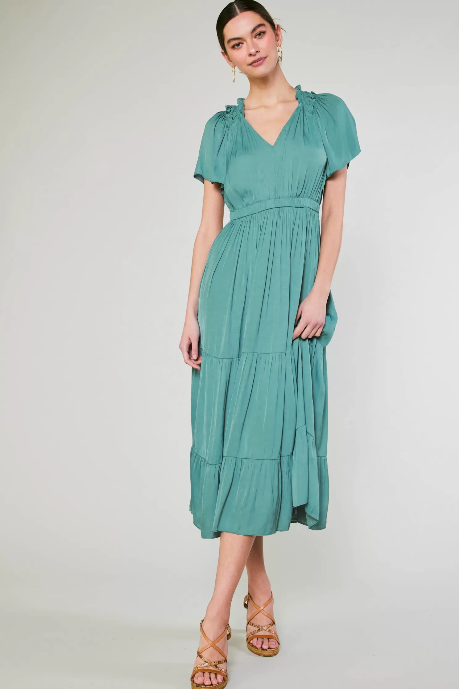 Clearance Ruffled Collar Maxi Dress Maxi Dresses