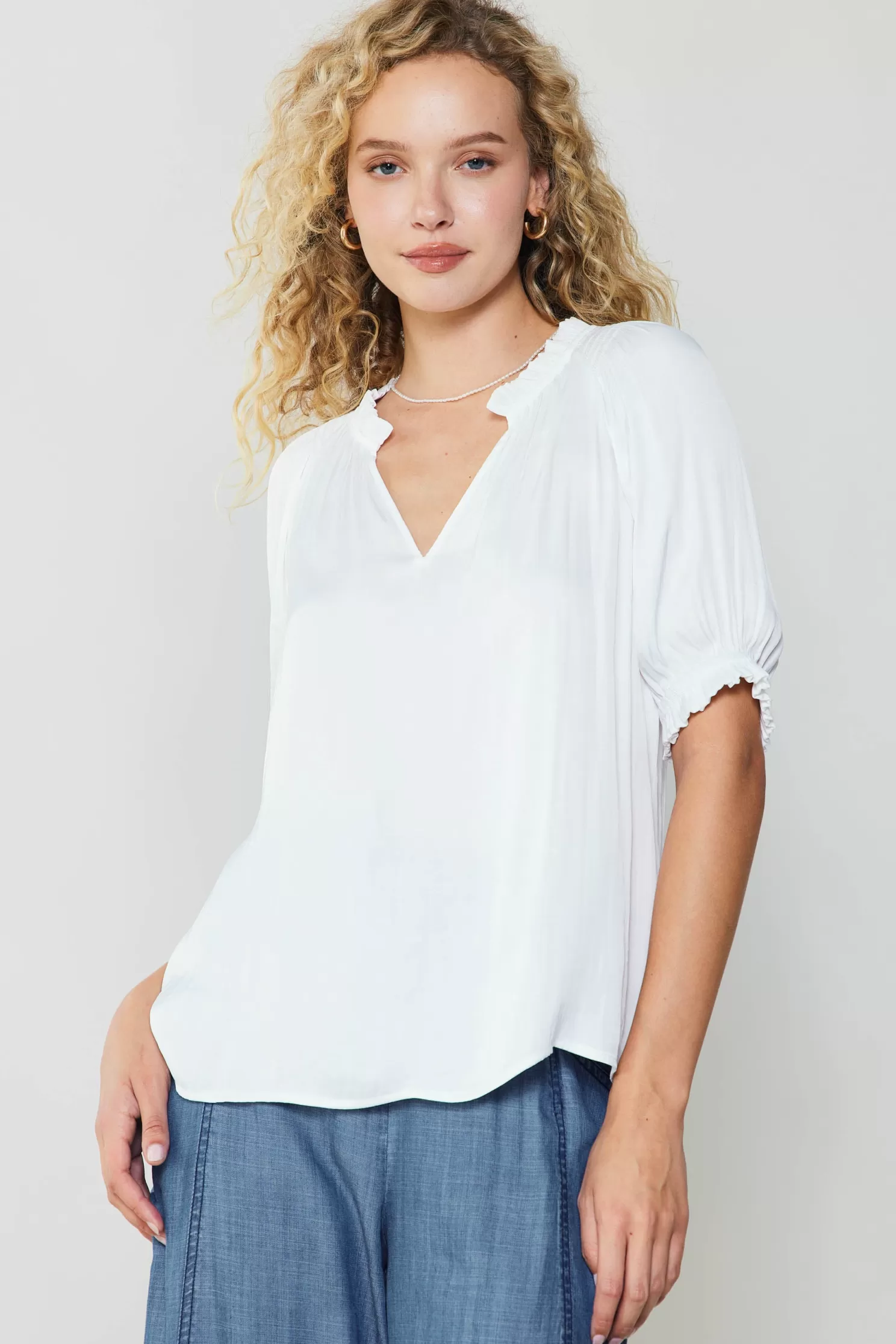 Fashion Ruffled Cuff Blouse Blouses | Short Sleeve Tops