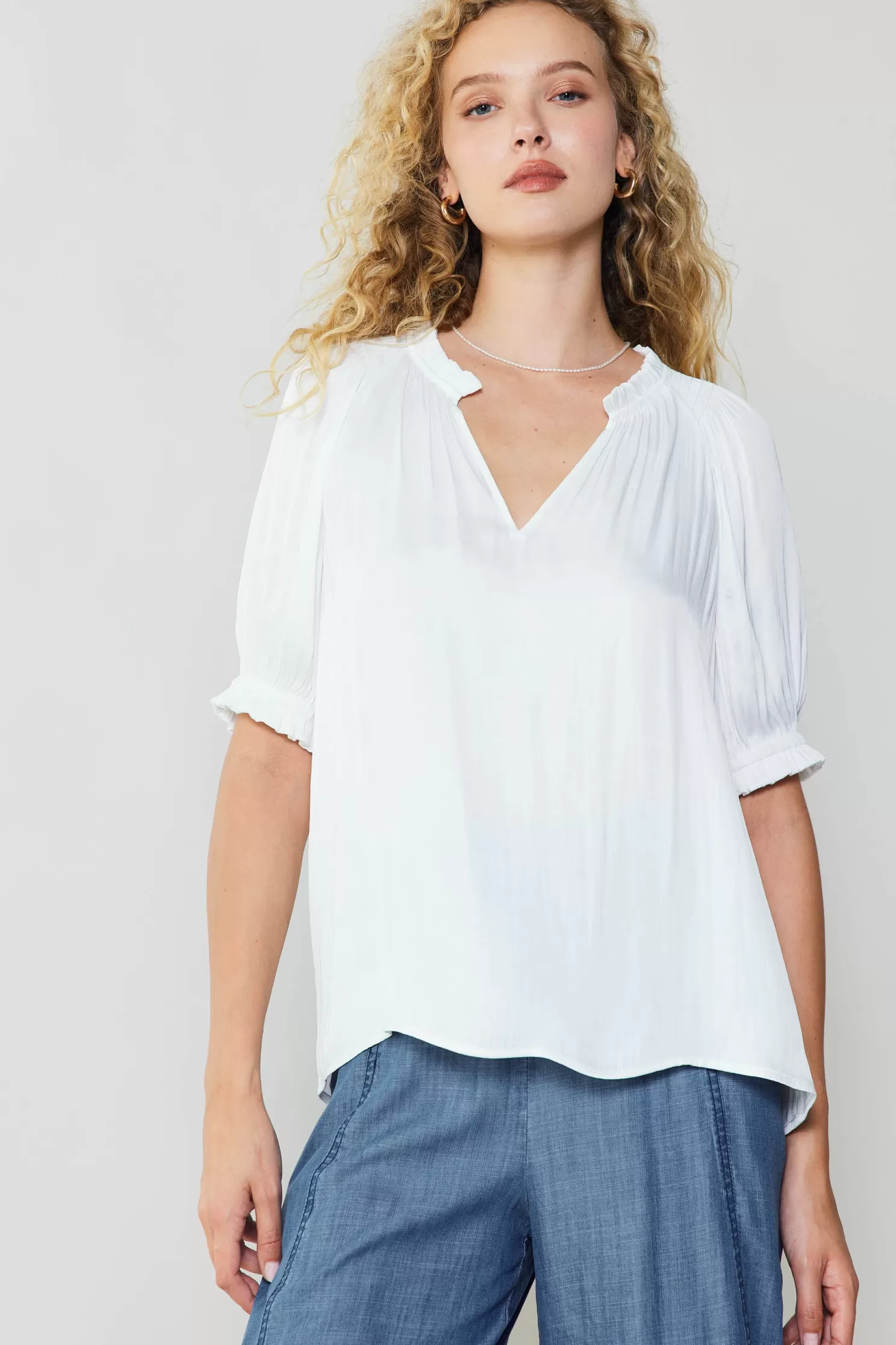 Fashion Ruffled Cuff Blouse Blouses | Short Sleeve Tops