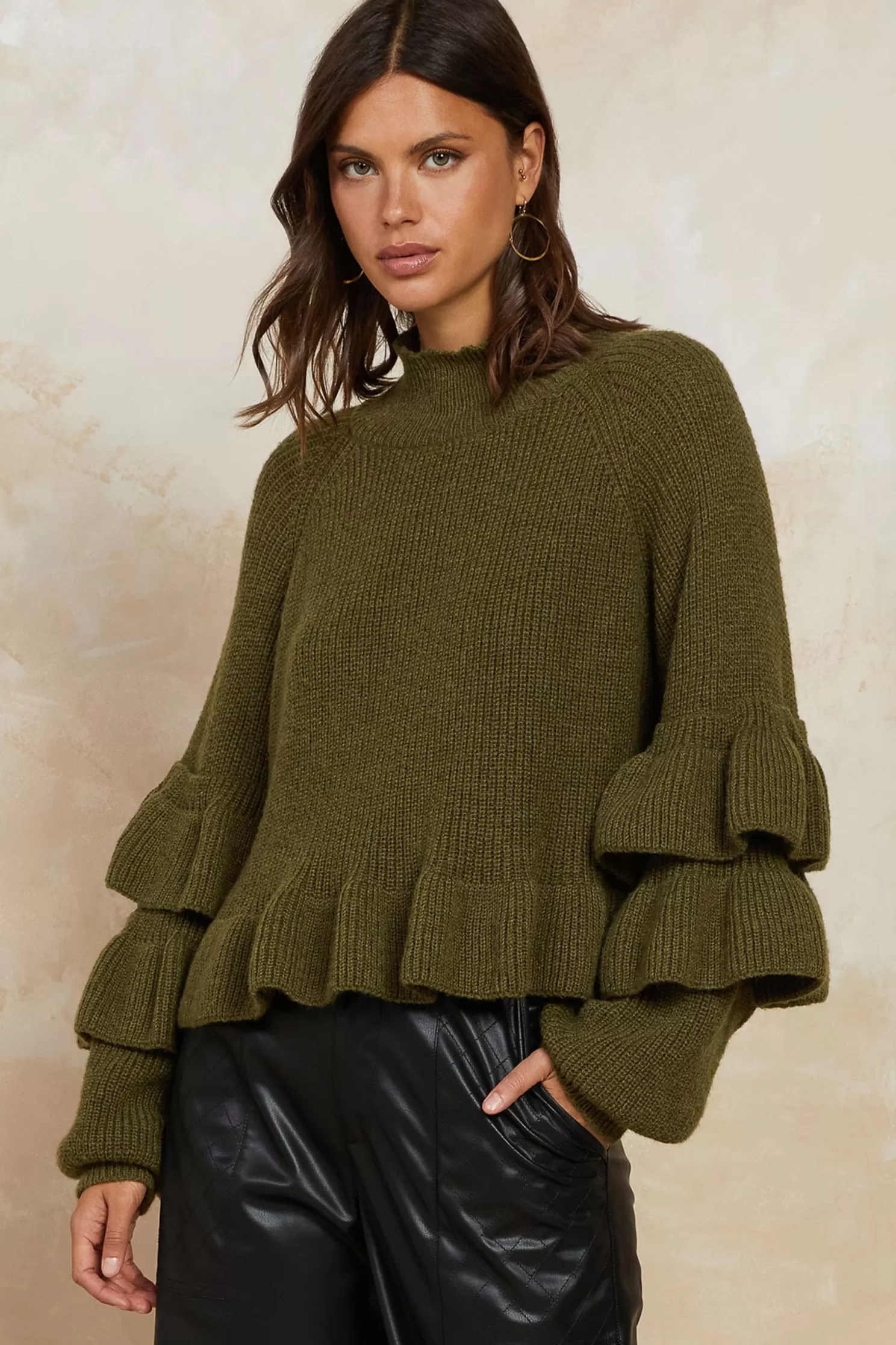 Best Sale Ruffled Mock Neck Sweater Sweaters | Long Sleeve Tops