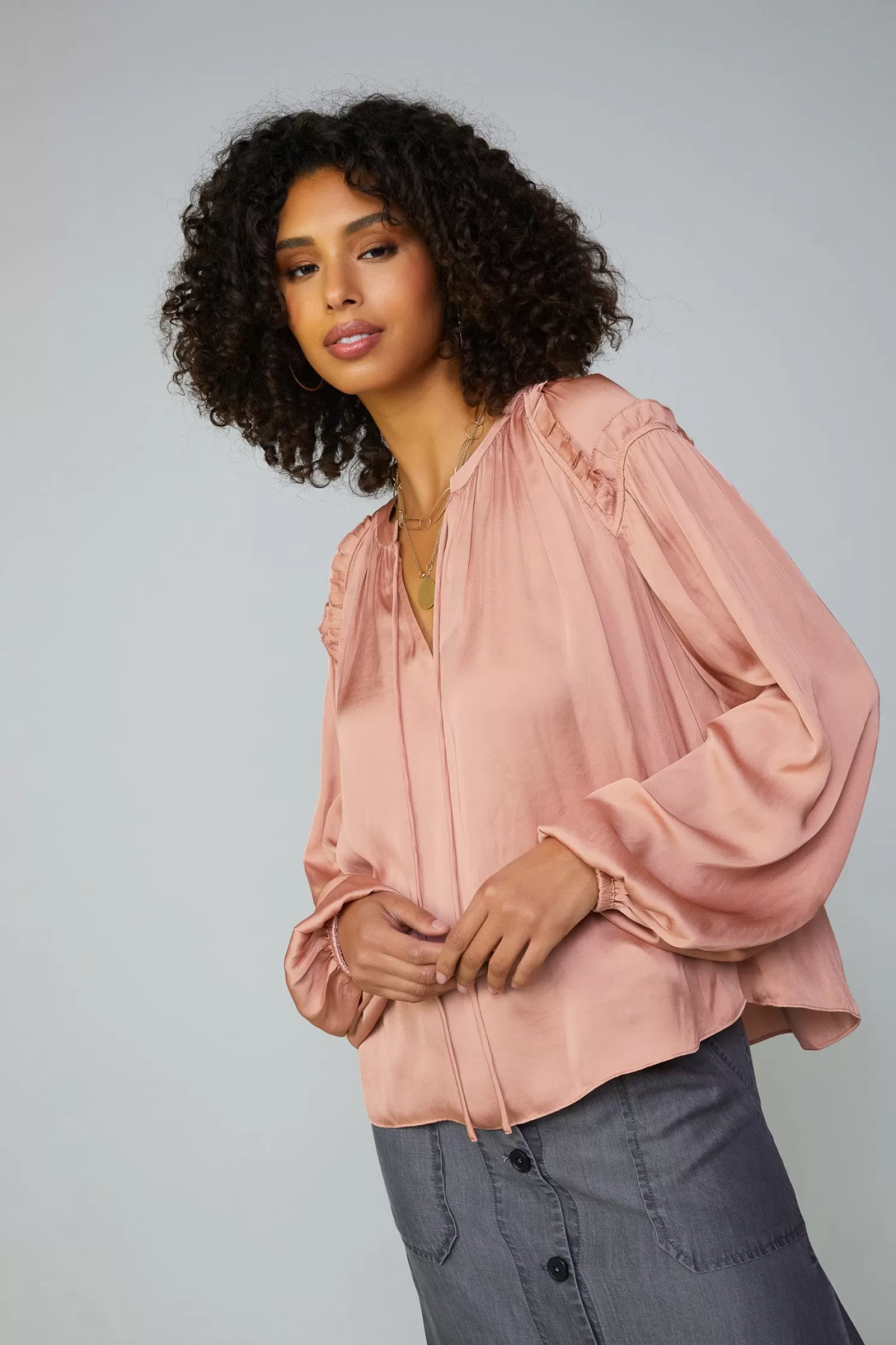 Fashion Ruffled Shoulder Blouse Blouses | Long Sleeve Tops