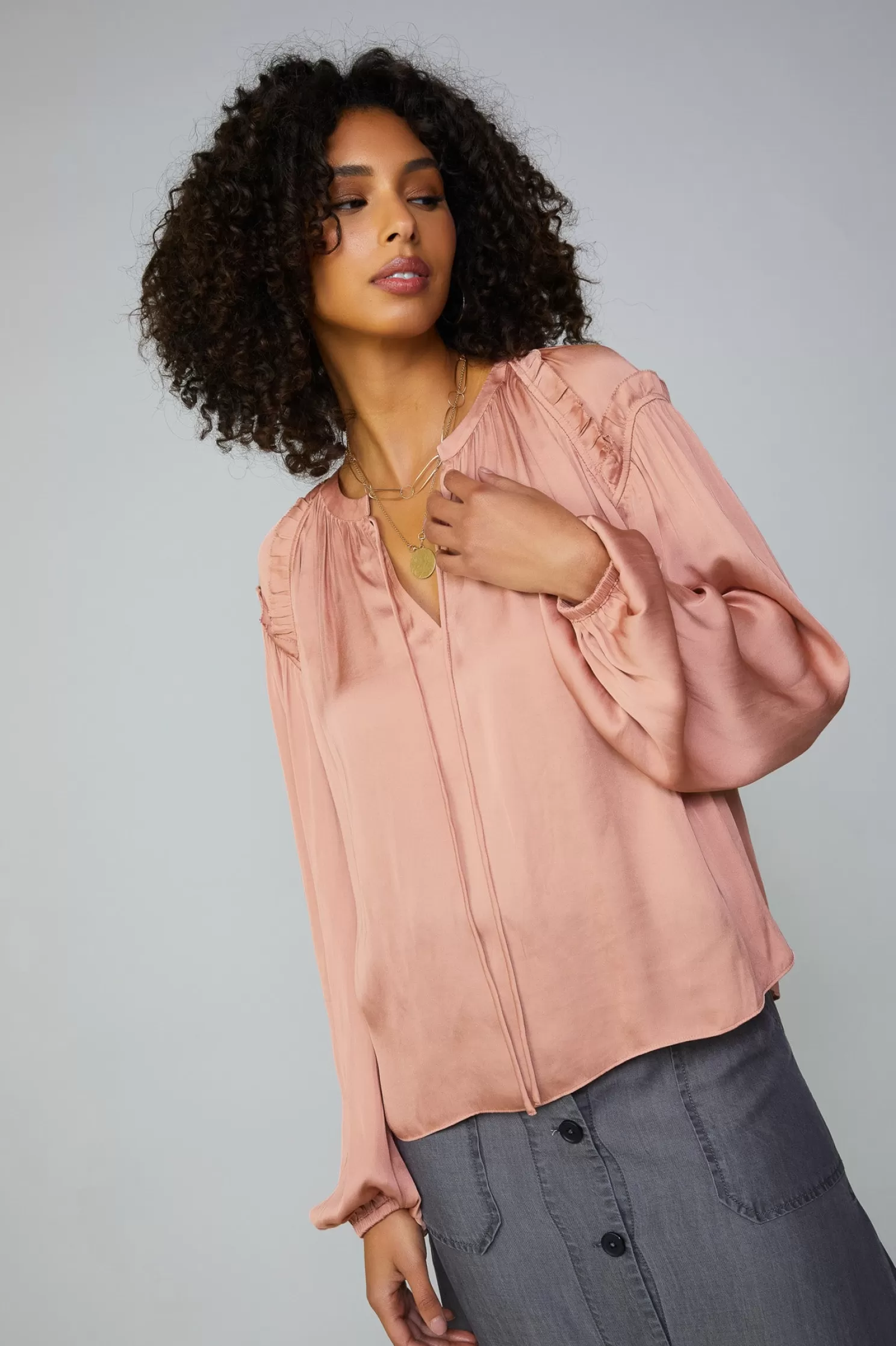 Fashion Ruffled Shoulder Blouse Blouses | Long Sleeve Tops