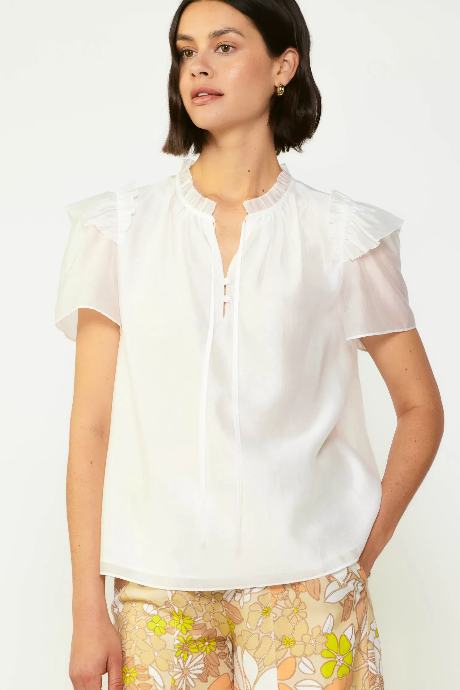 Shop Ruffled Shoulder Blouse Blouses | Short Sleeve Tops