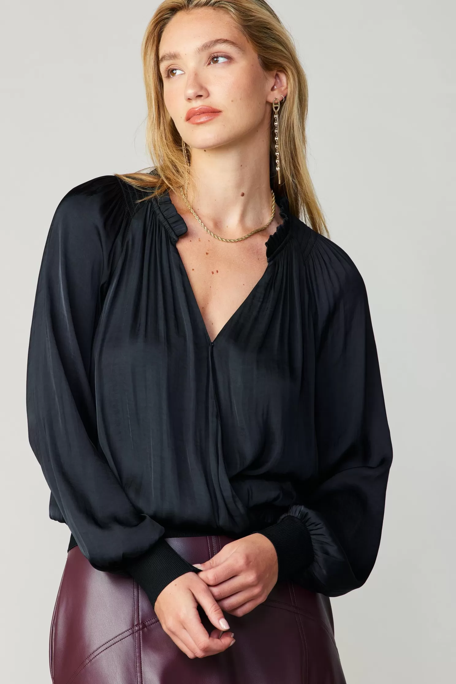 Clearance Ruffled Surplice Blouse Blouses