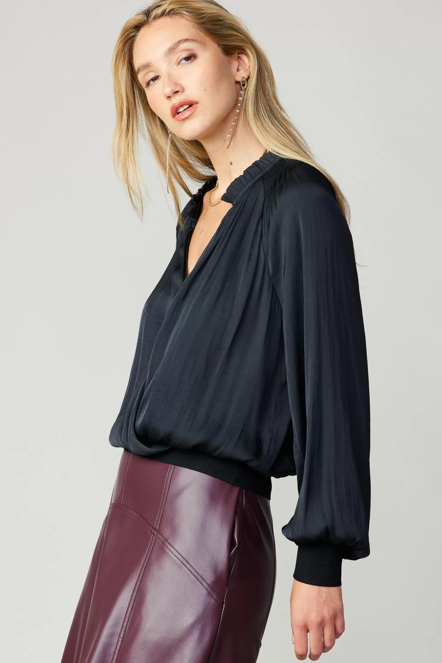 Clearance Ruffled Surplice Blouse Blouses