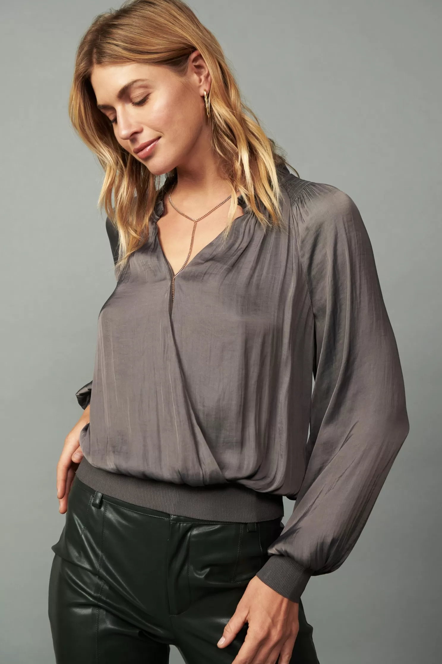 Discount Ruffled Surplice Blouse Blouses | Long Sleeve Tops