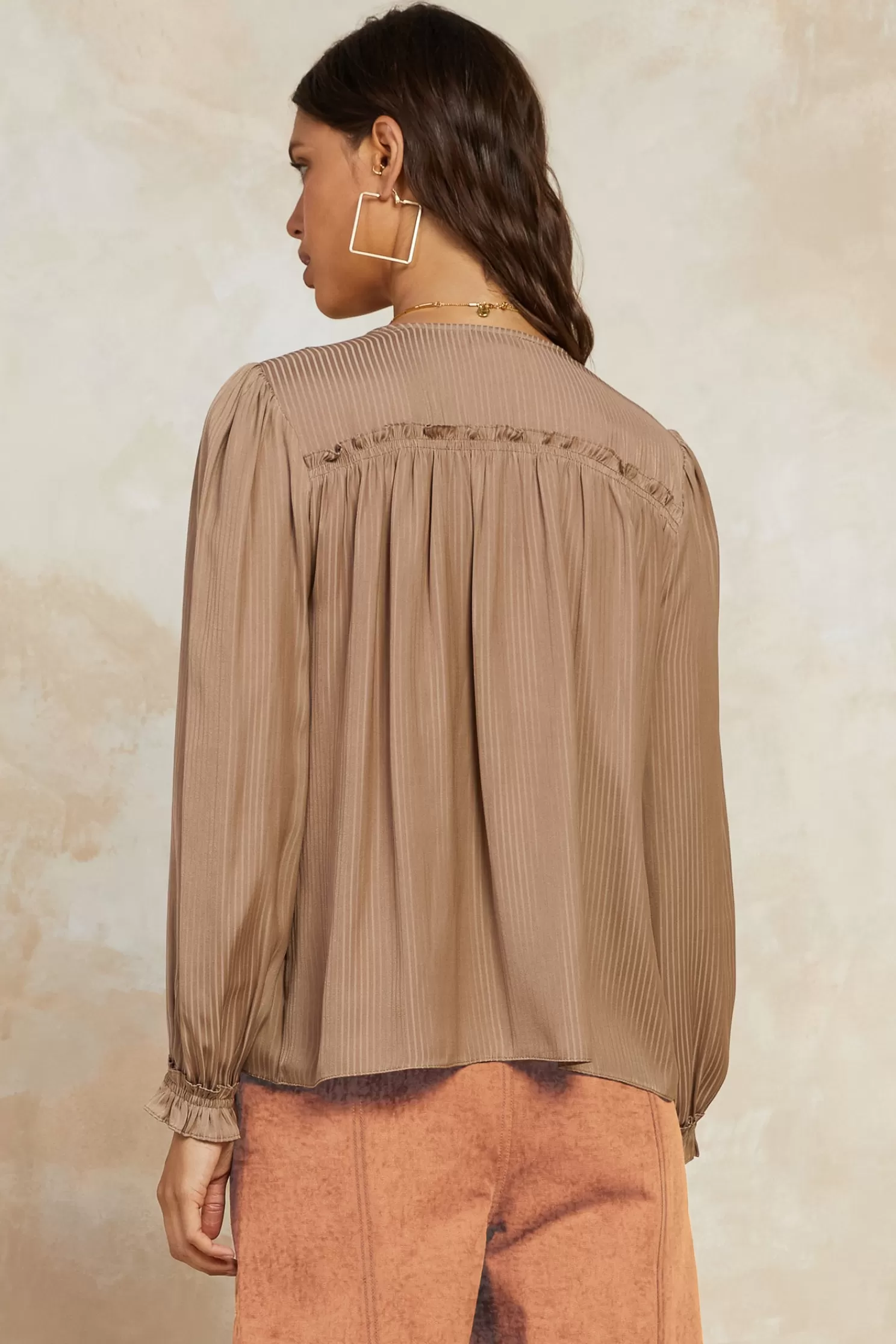 Cheap Ruffled Yoke Blouse Blouses | Long Sleeve Tops