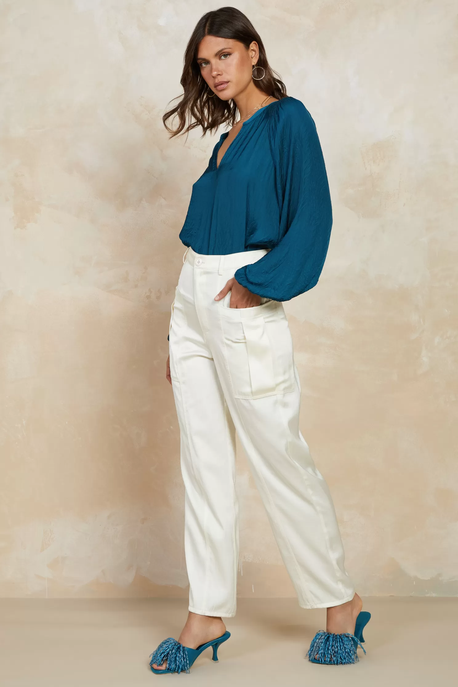 Cheap Satin Straight Leg Pants BOTTOMS | Pants