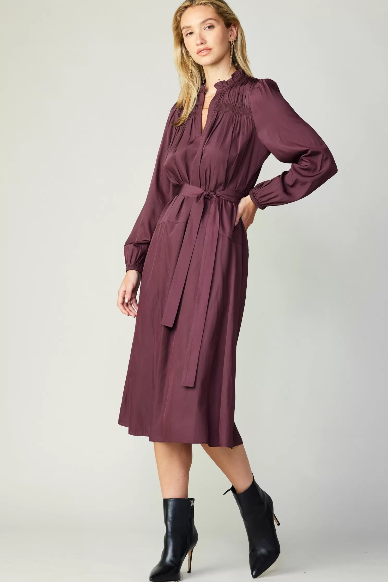 Discount Self Tie Midi Dress Midi Dresses