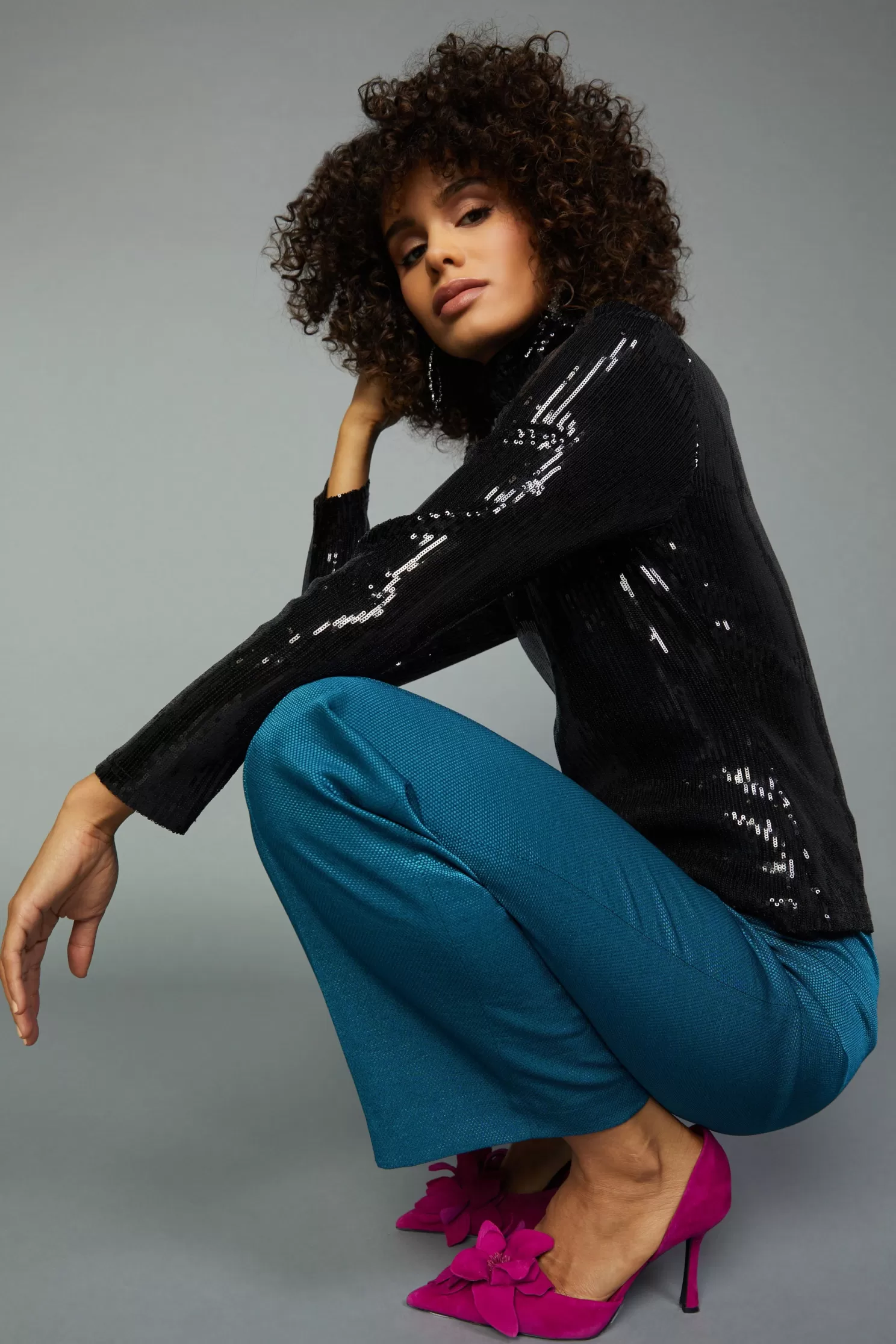 Discount Sequin Turtleneck Top Blouses | Long Sleeve Tops